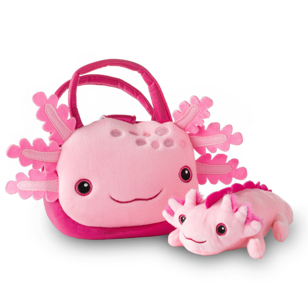 Pink Plush Animal Set with Purse - Axolotl