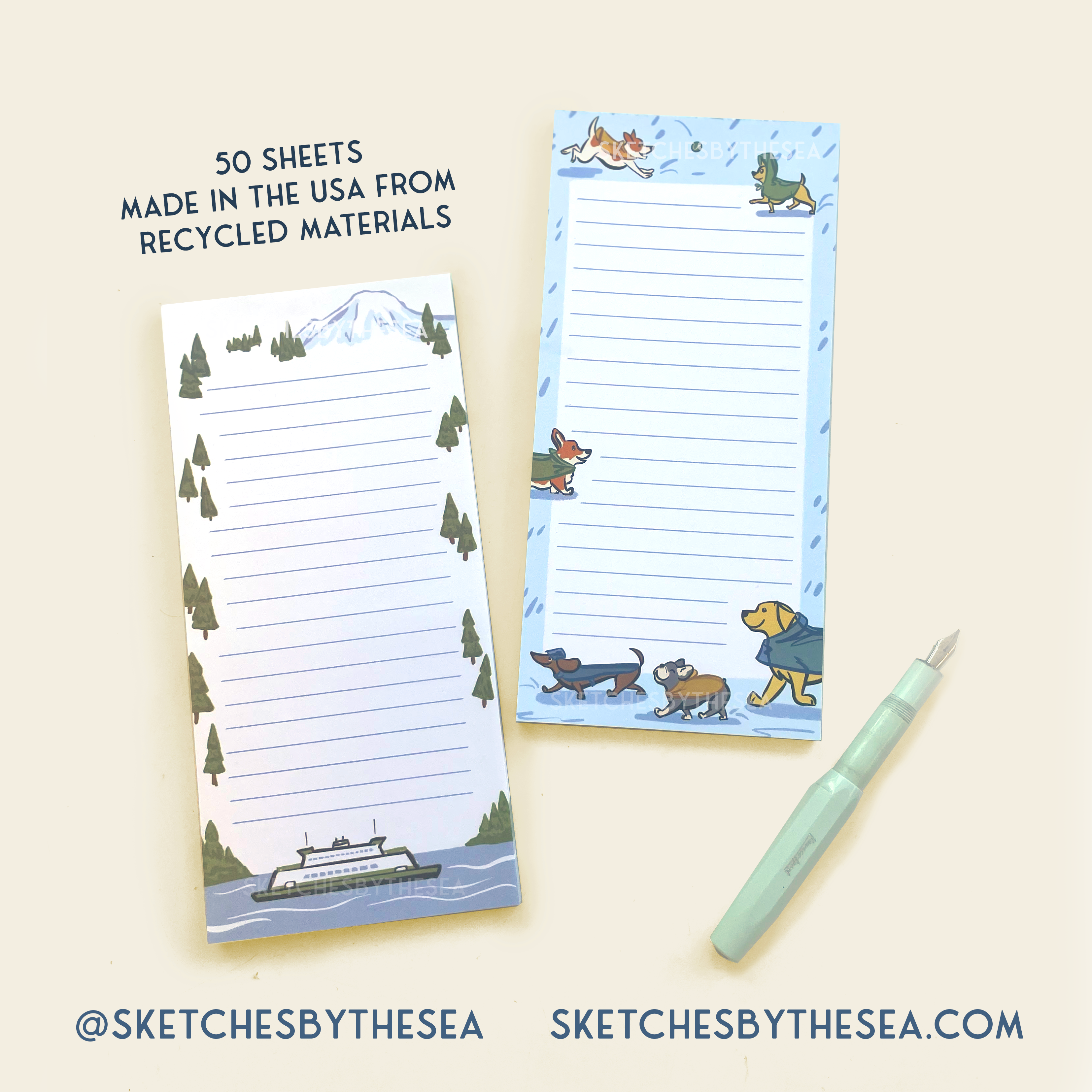 Rain Dogs Notepad. Cute Stationery Notes