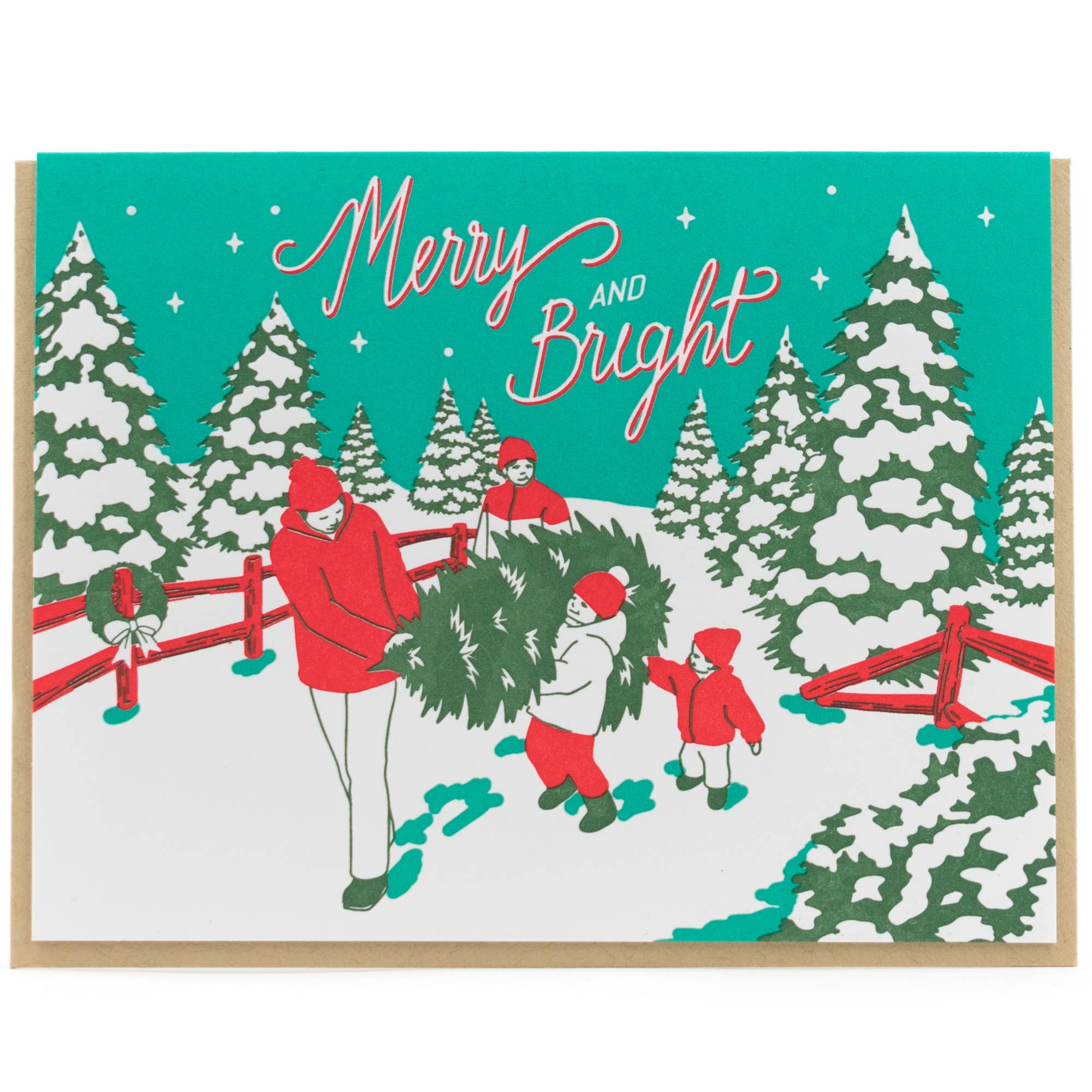Vintage Christmas Tree Family Card: Single Card