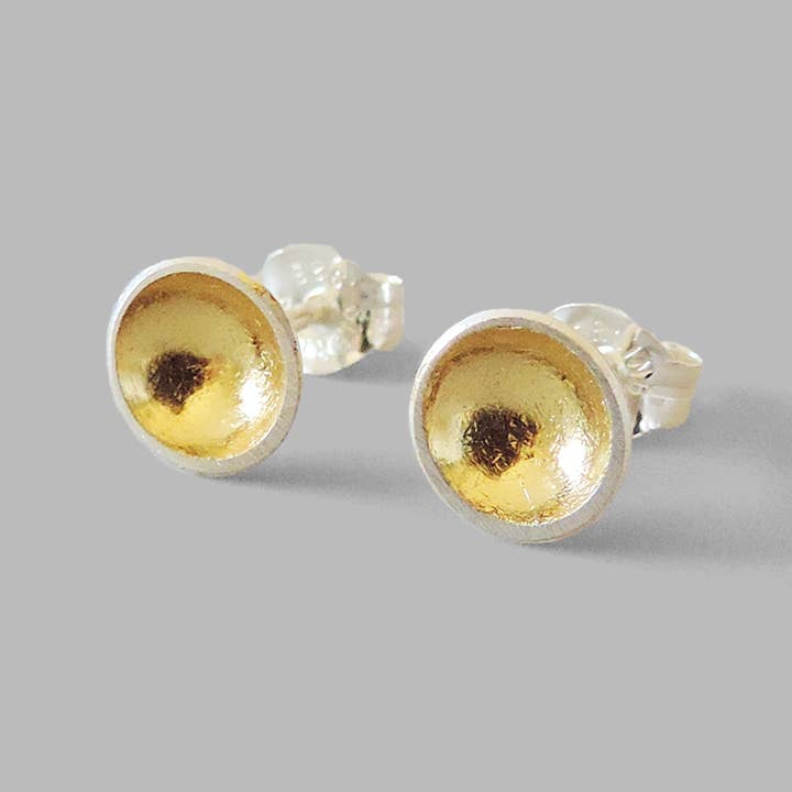 Bright simple mixed metal Goldie Studs