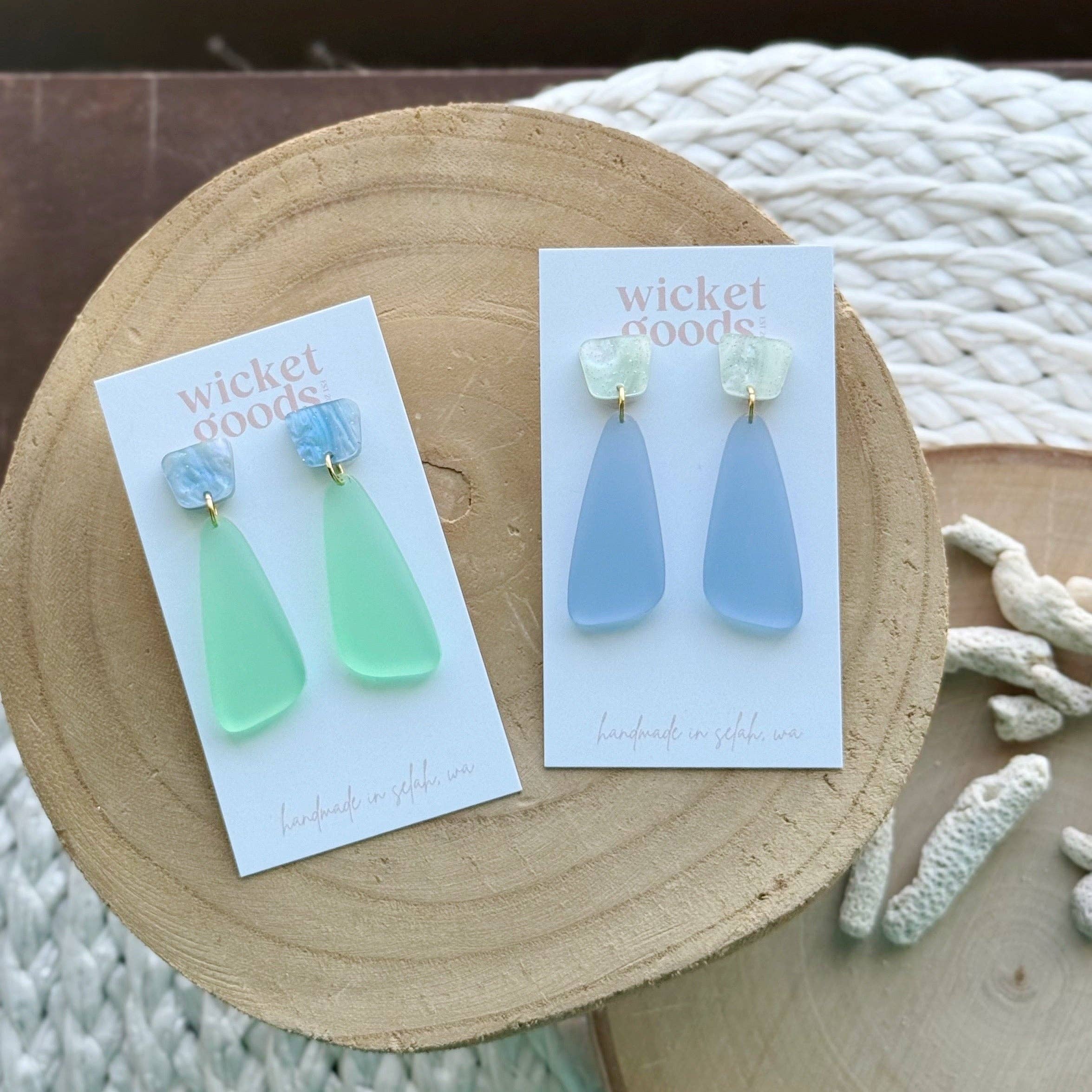 Agate Studs: Sea Glass