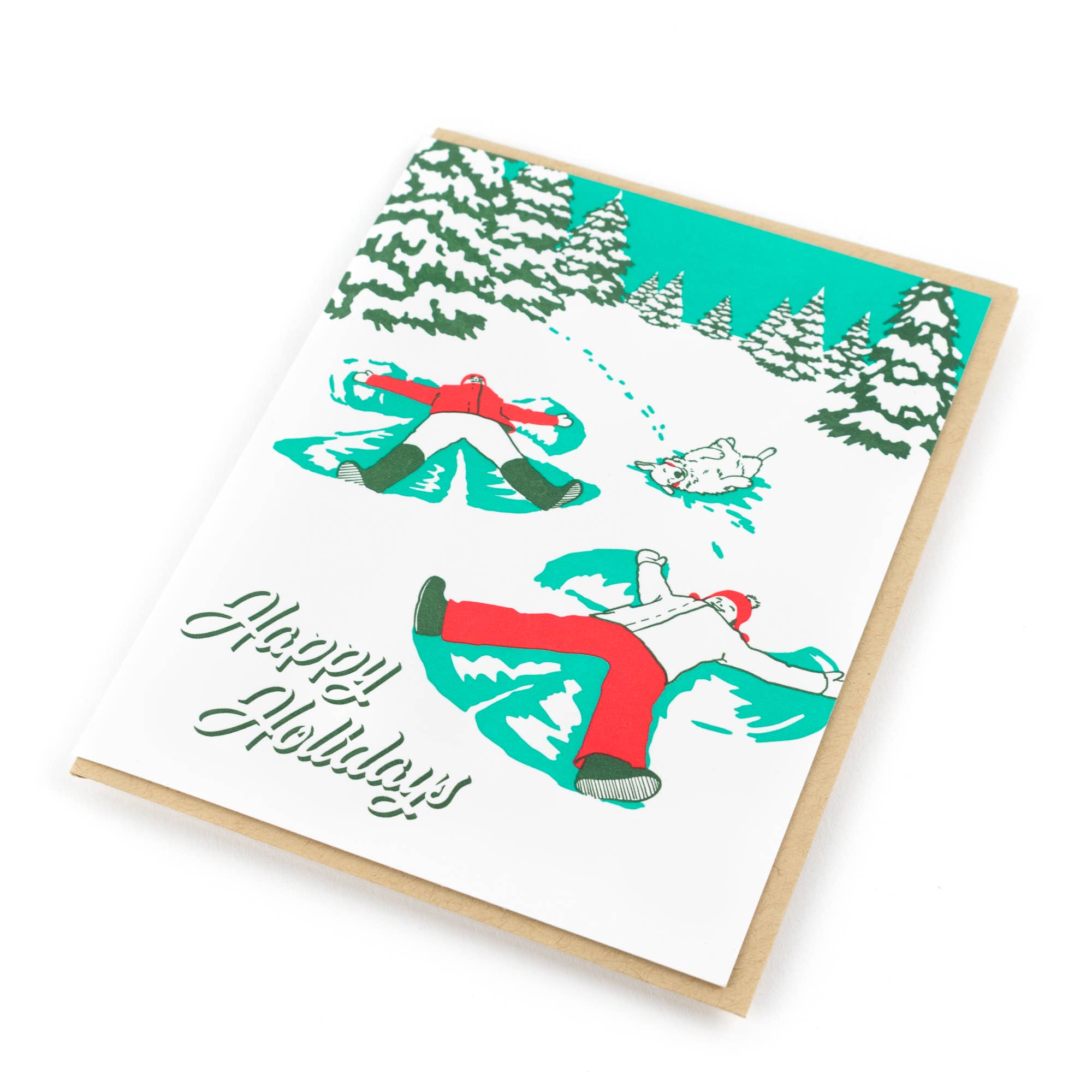 Vintage Snow Angels Holiday Card: Single Card