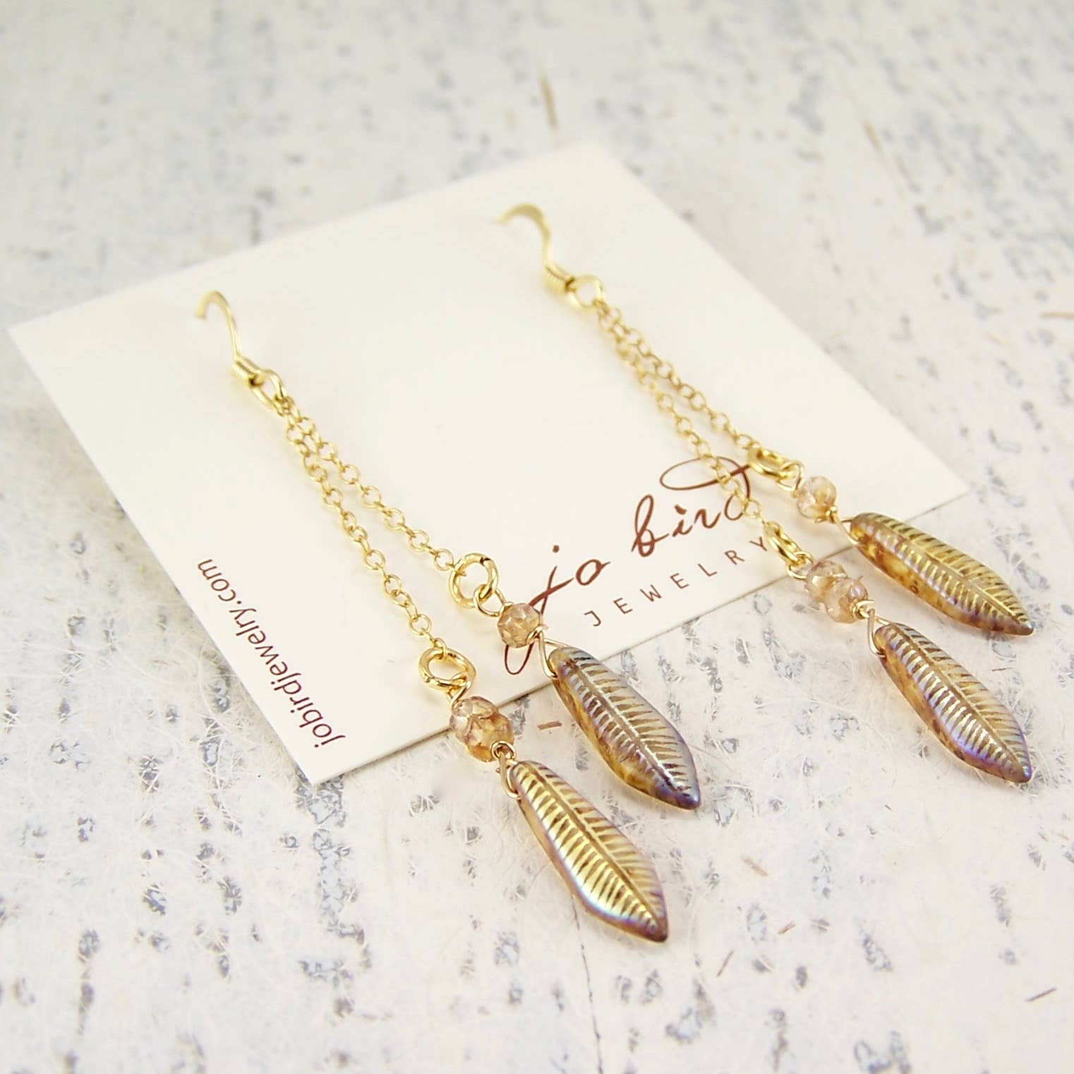 Feather Flow Earrings: Turquoise Brass