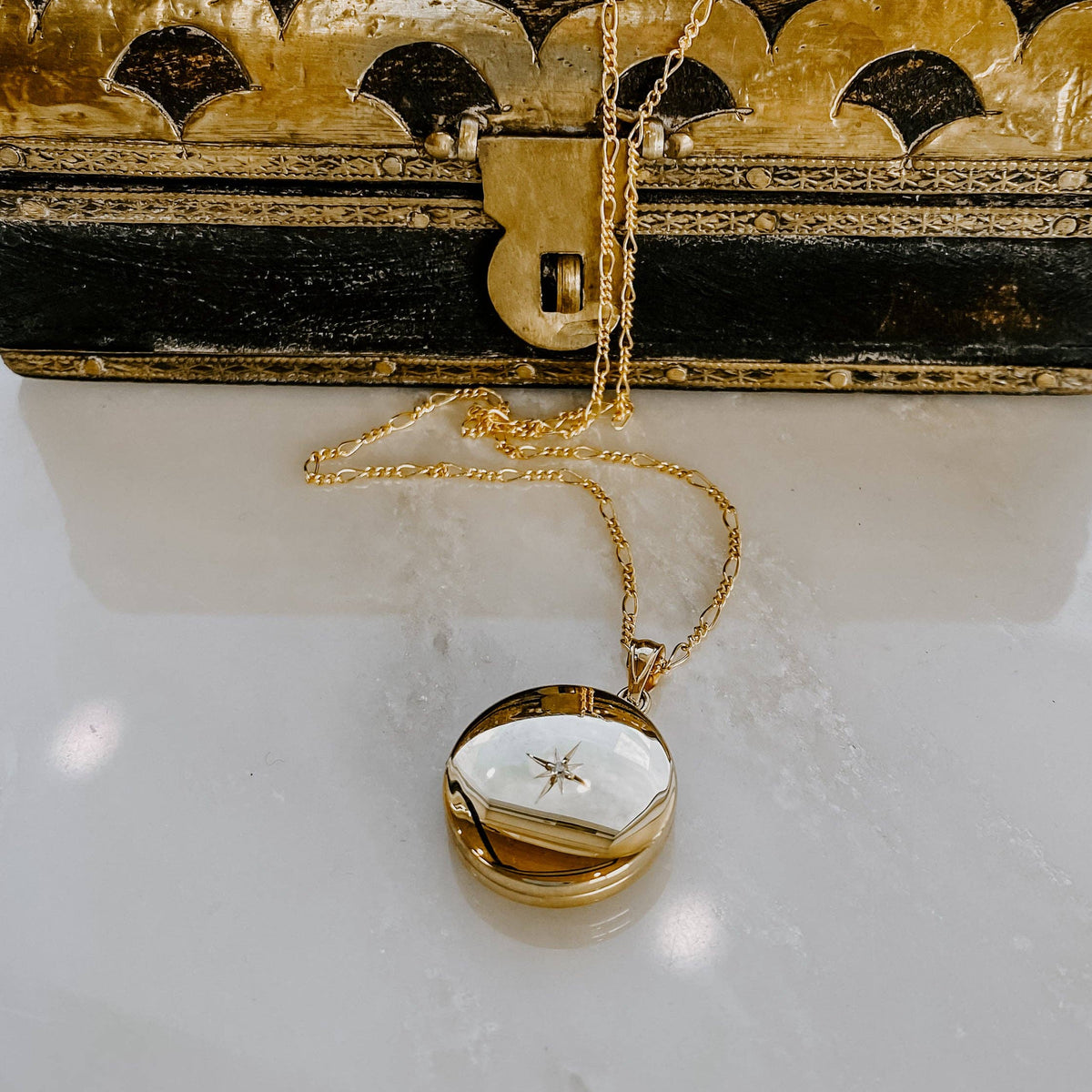 Treasure Island Locket Necklace: 14k Gold Fill