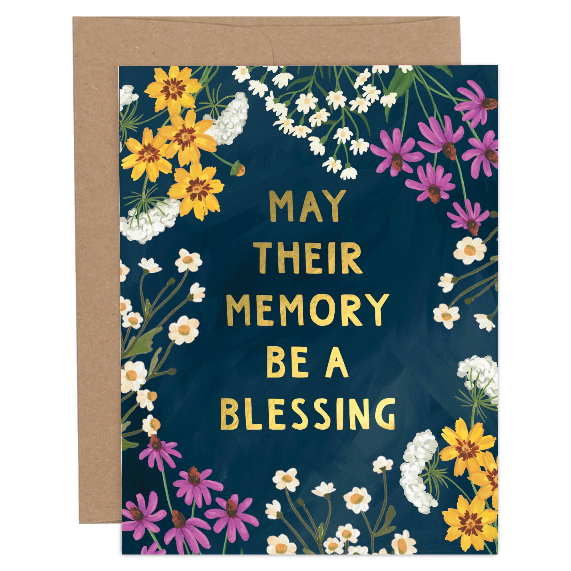 May Their Memory be a Blessing Floral Sympathy Greeting Card