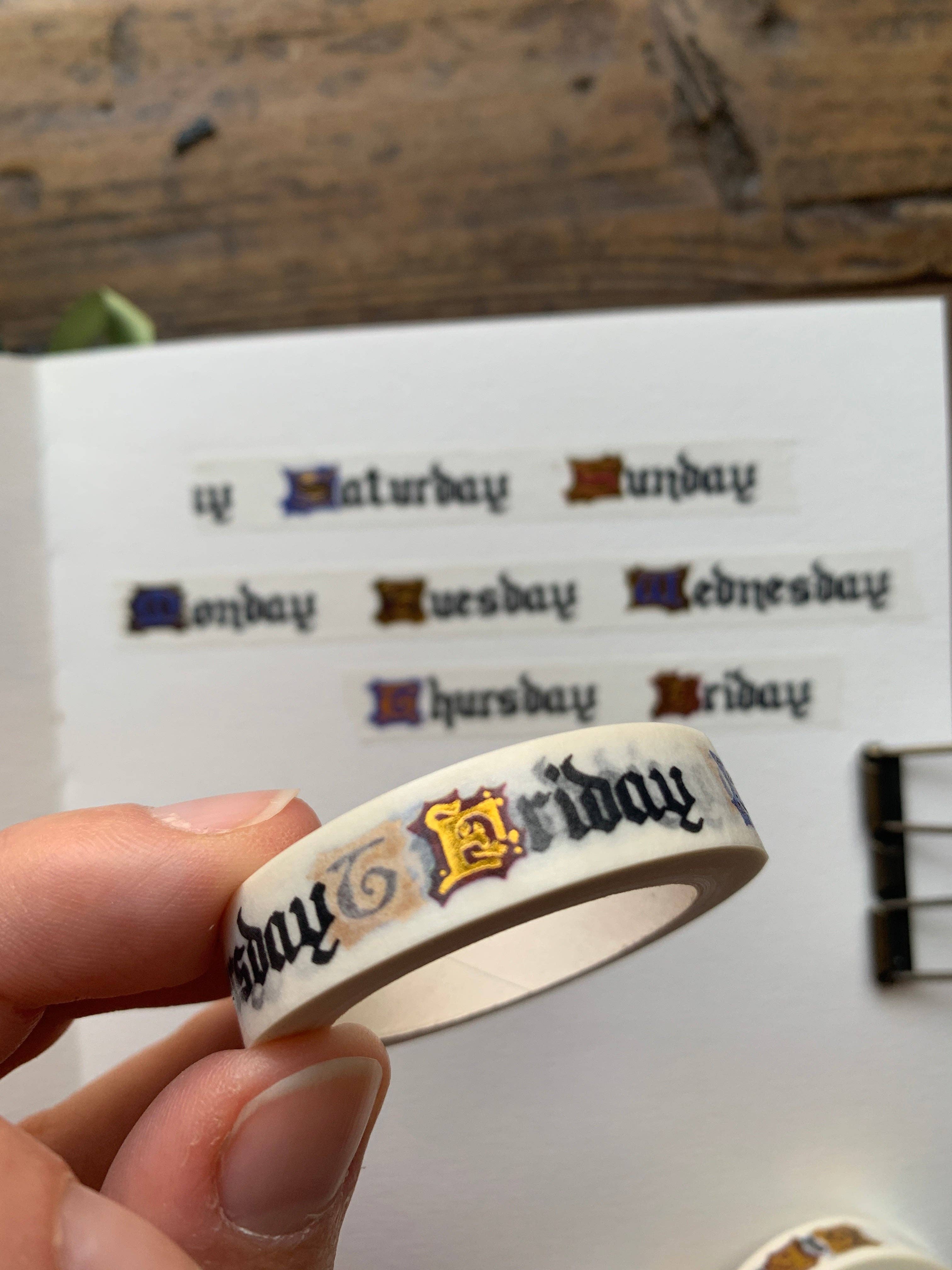 Days of the week 10mm medieval inspired washi tape