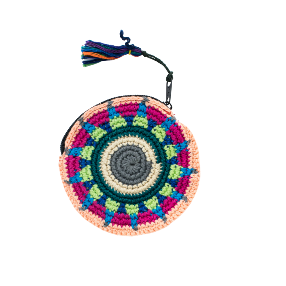 Moon Crochet Hacky Sack Knit Multicolor Handmade Coin Purse
