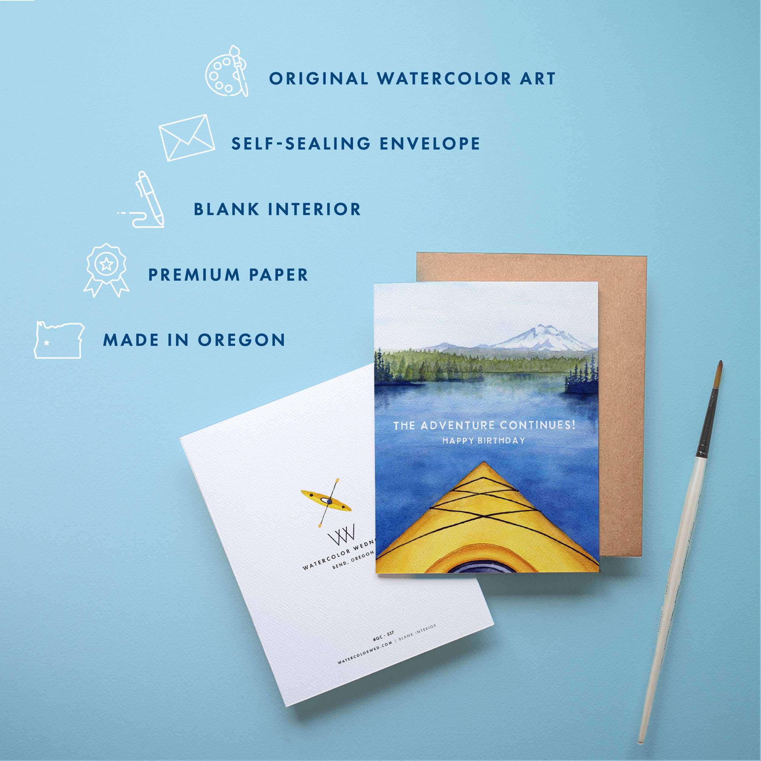 Kayak Birthday Card | Mountain Lake Adventure Design