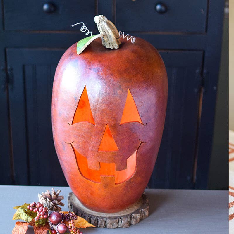 Hand-Crafted Pumpkin Gourd - Lucas Extra Large Tall Lit