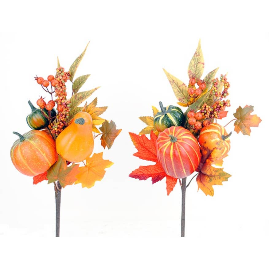 Artificial Pumpkin, Gourd, Berry & Fall Leaf Spray- 2 styles