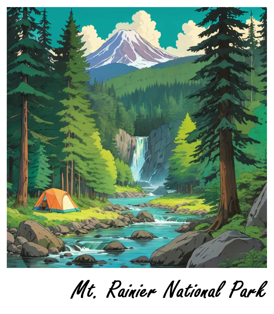 Mount Rainier Camping - Holographic Sticker