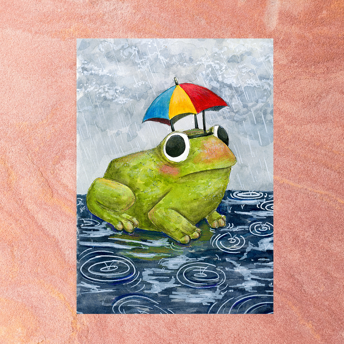 Rainy Day Frog - 5x7" Art Print