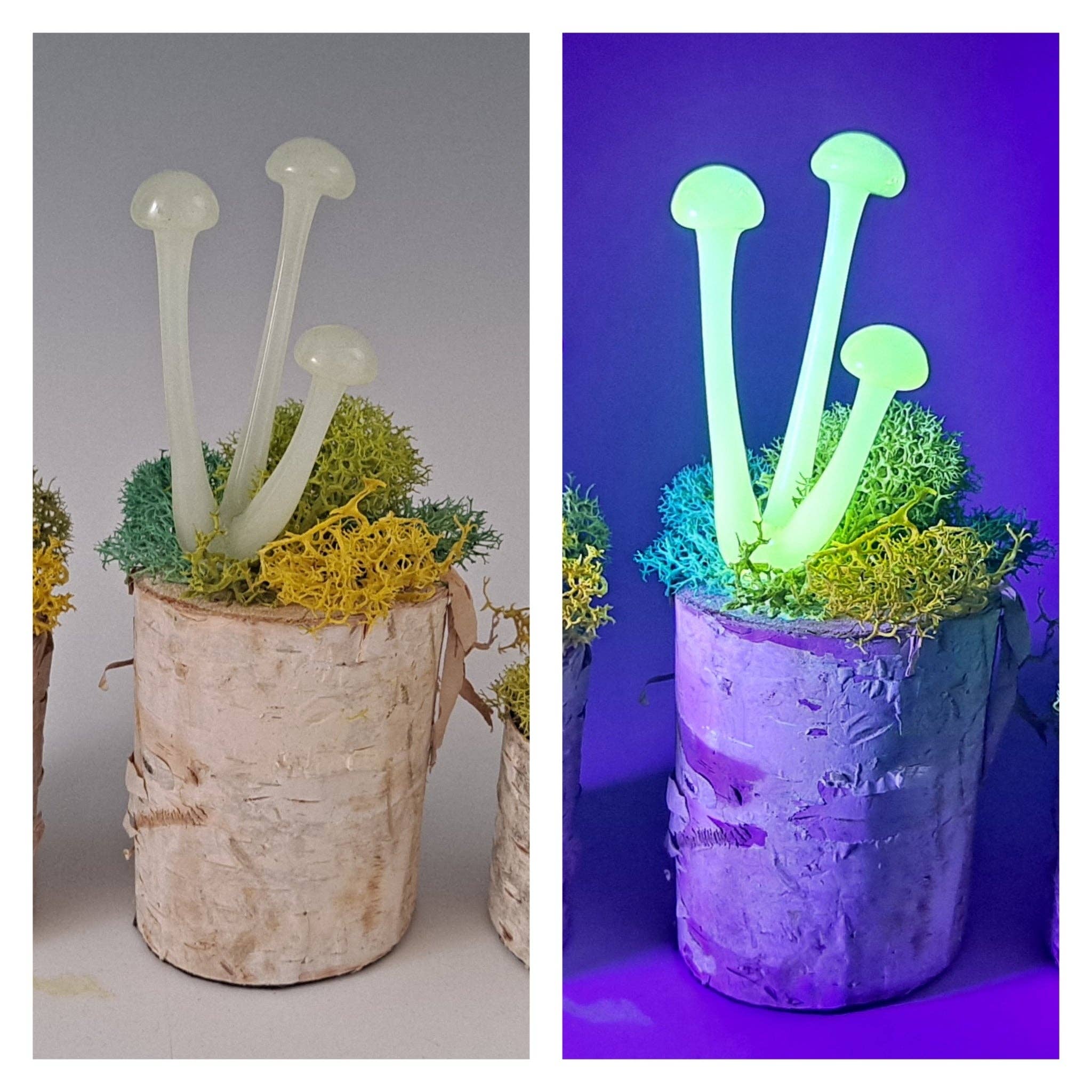 Mushroom Sculpture, UV Black Light, Made to Order: Atomic stardust