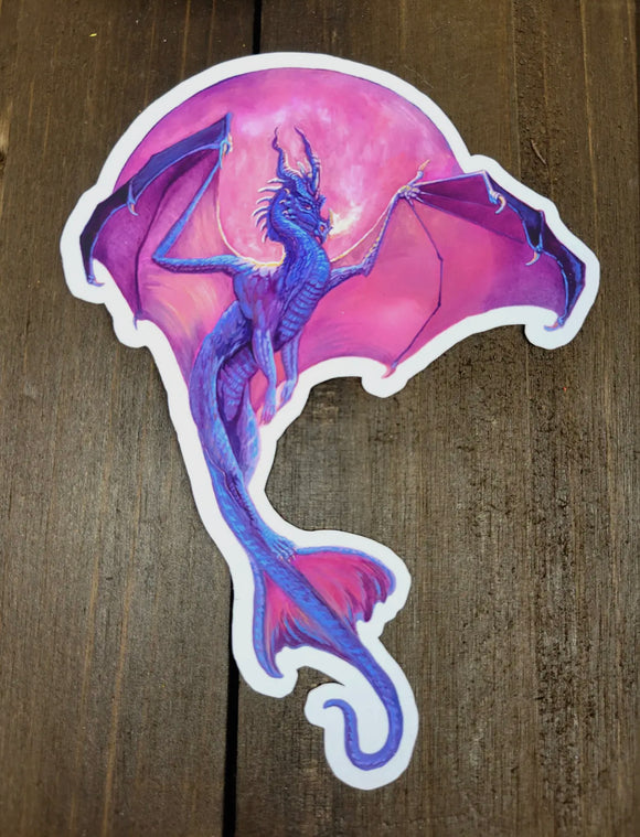 Dragon Die Cut Sticker. Blood Moon. Dragon art