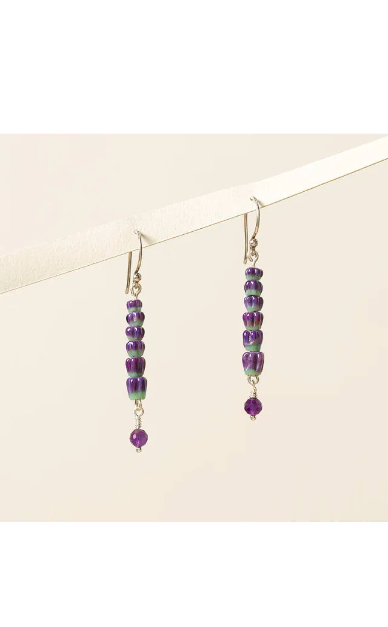 Lavender Glass Bead Earrrings