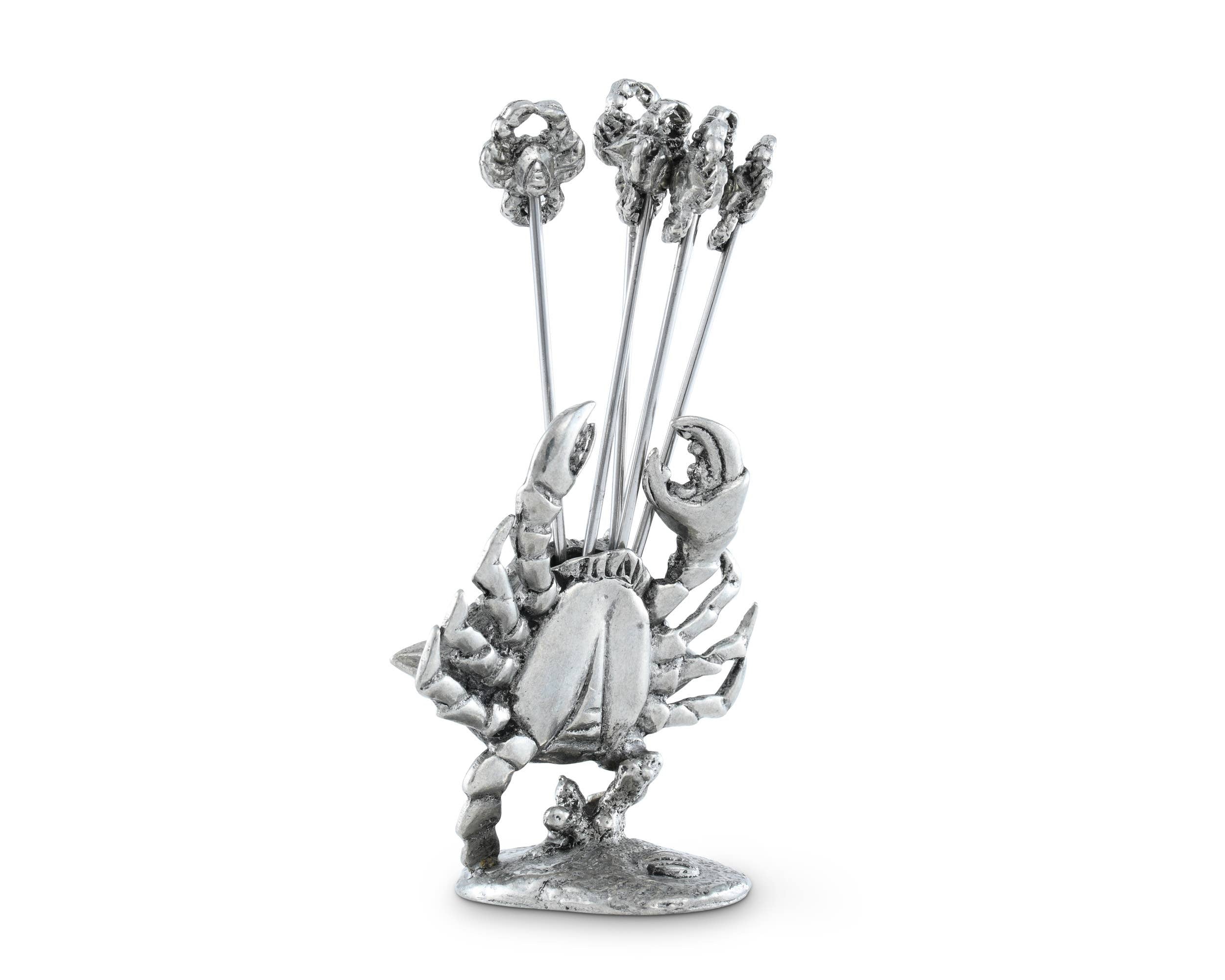 Pewter Blue Crab Cheese Pick Set