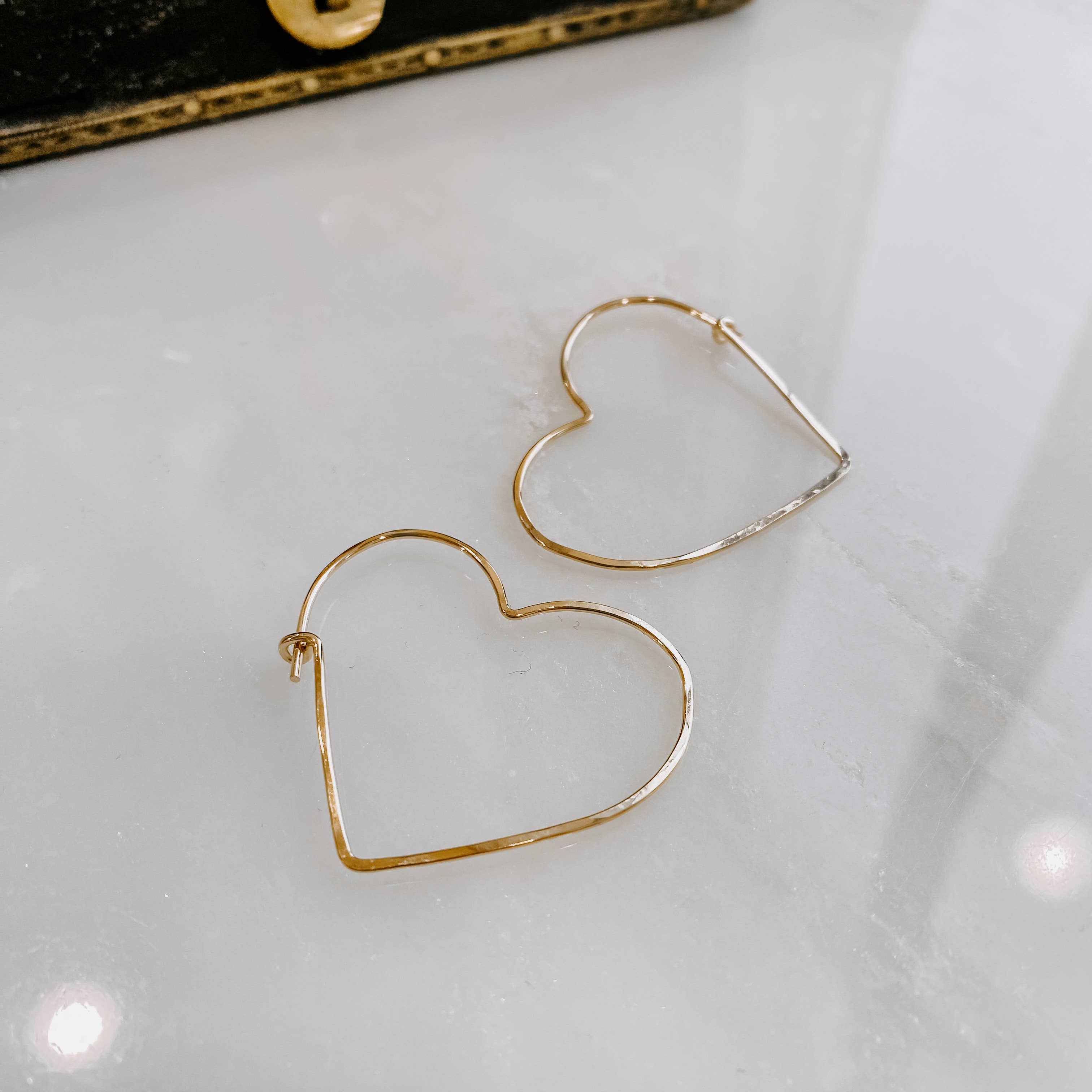 Mini Heart Shaped Threader Earrings: 14k Gold Fill