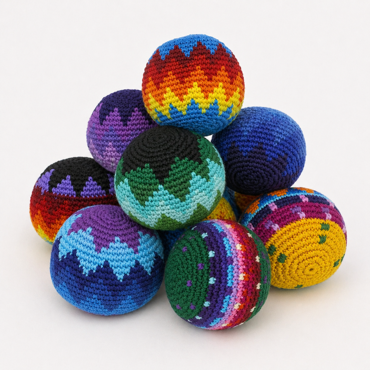 Knit Multicolor Footbag Stress Ball Bag Crochet Sack - Guatemala | Mexico: Assorted