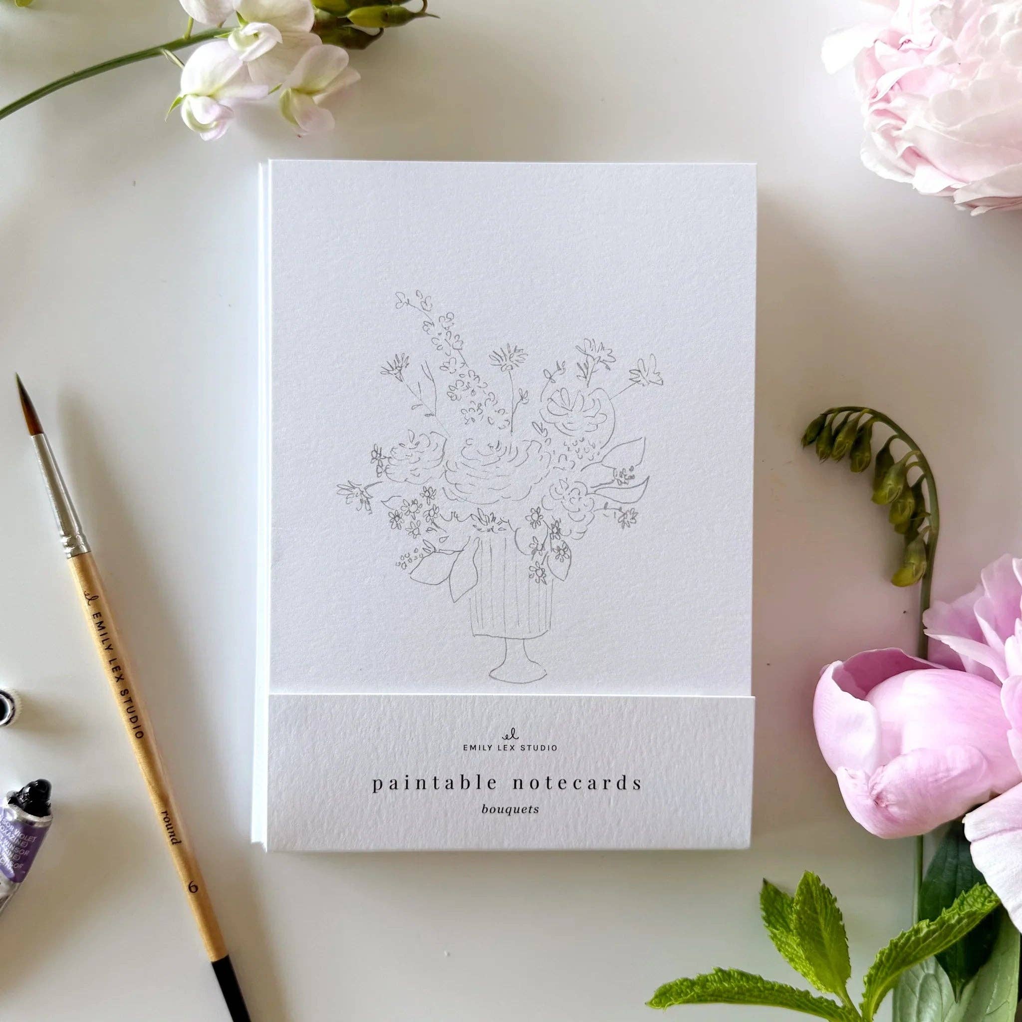 Bouquets paintable watercolor notecard set