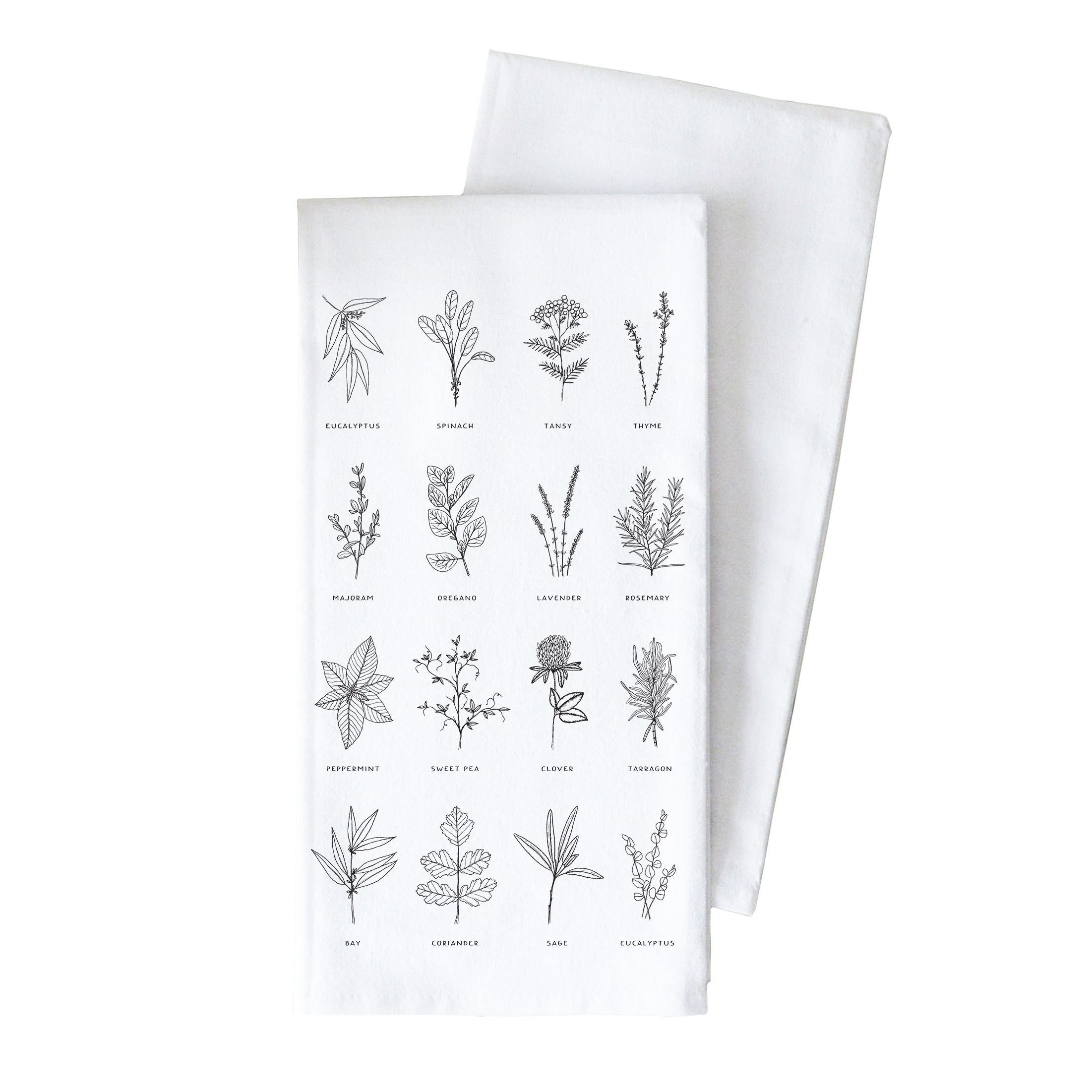Herbs Tea Towel: White