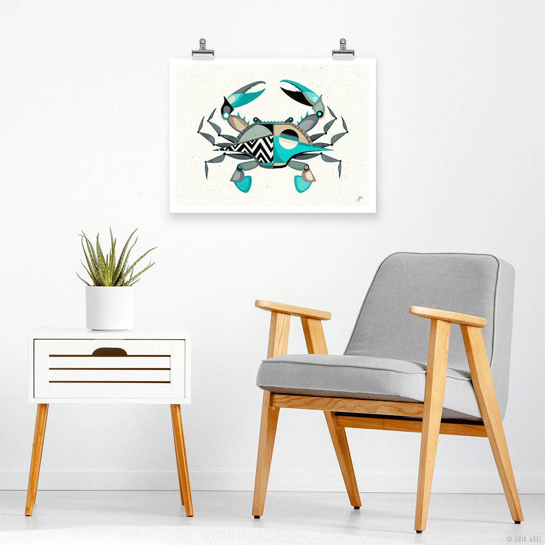 Blue Crabby - WHLSL Print: Unframed / 12x9 / Bamboo Paper