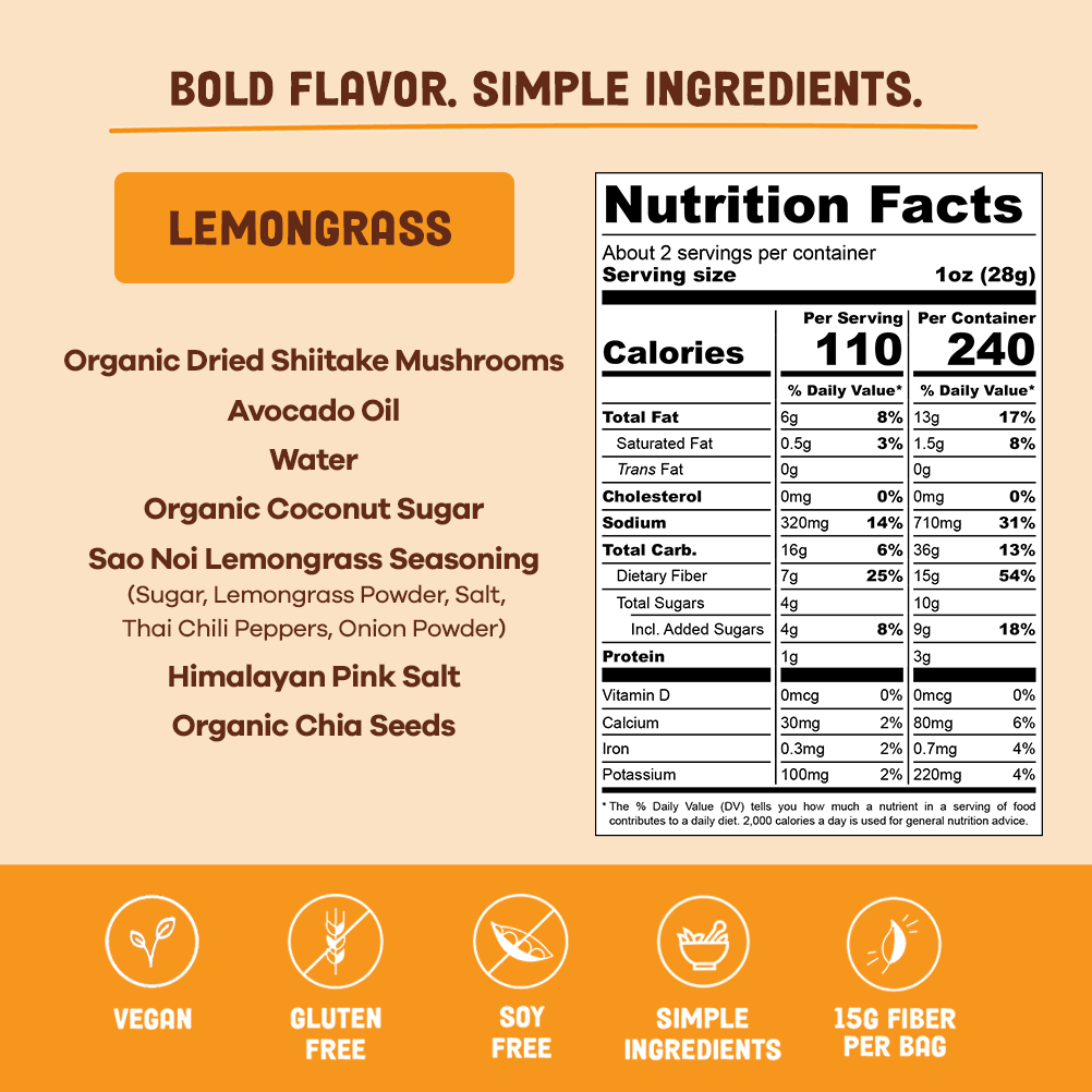Pan's Mushroom Jerky - 2.2oz Lemongrass