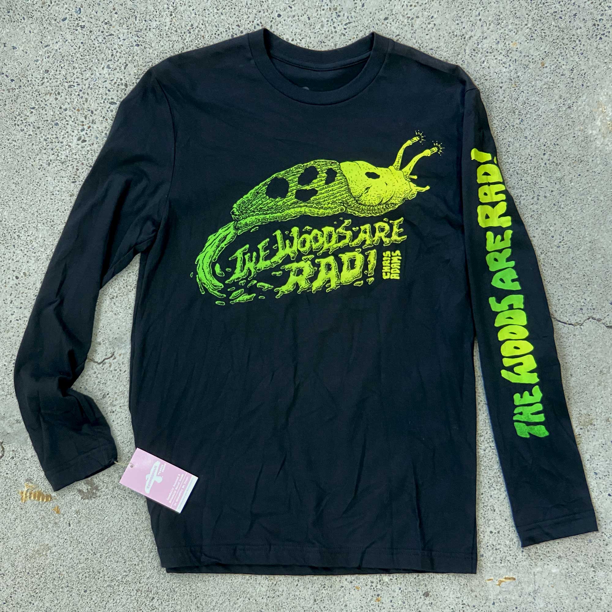 TWAR Banana Slug Long Sleeve Shirt, Black Organic Cotton