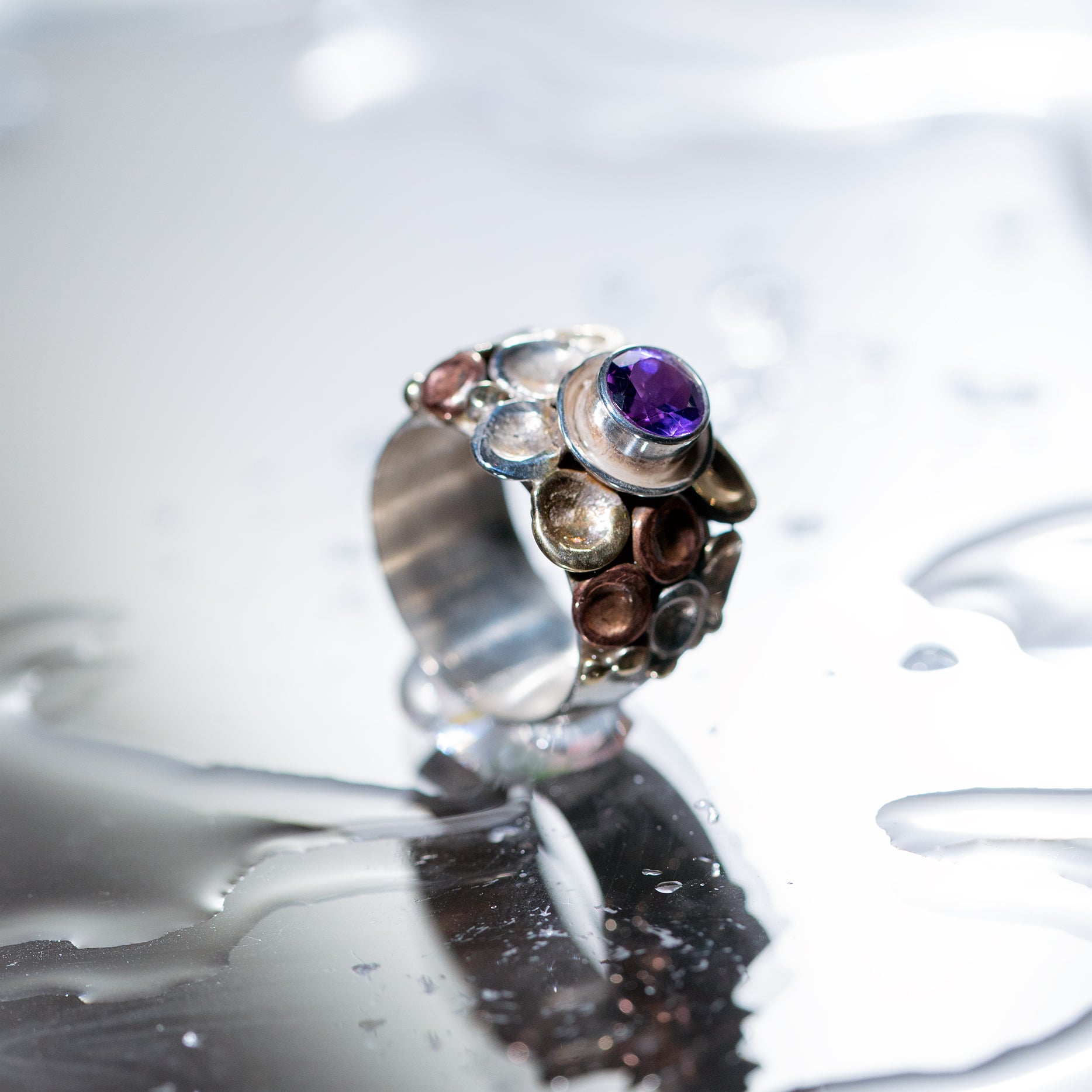 Pebbles on the Beach Ring Amethyst