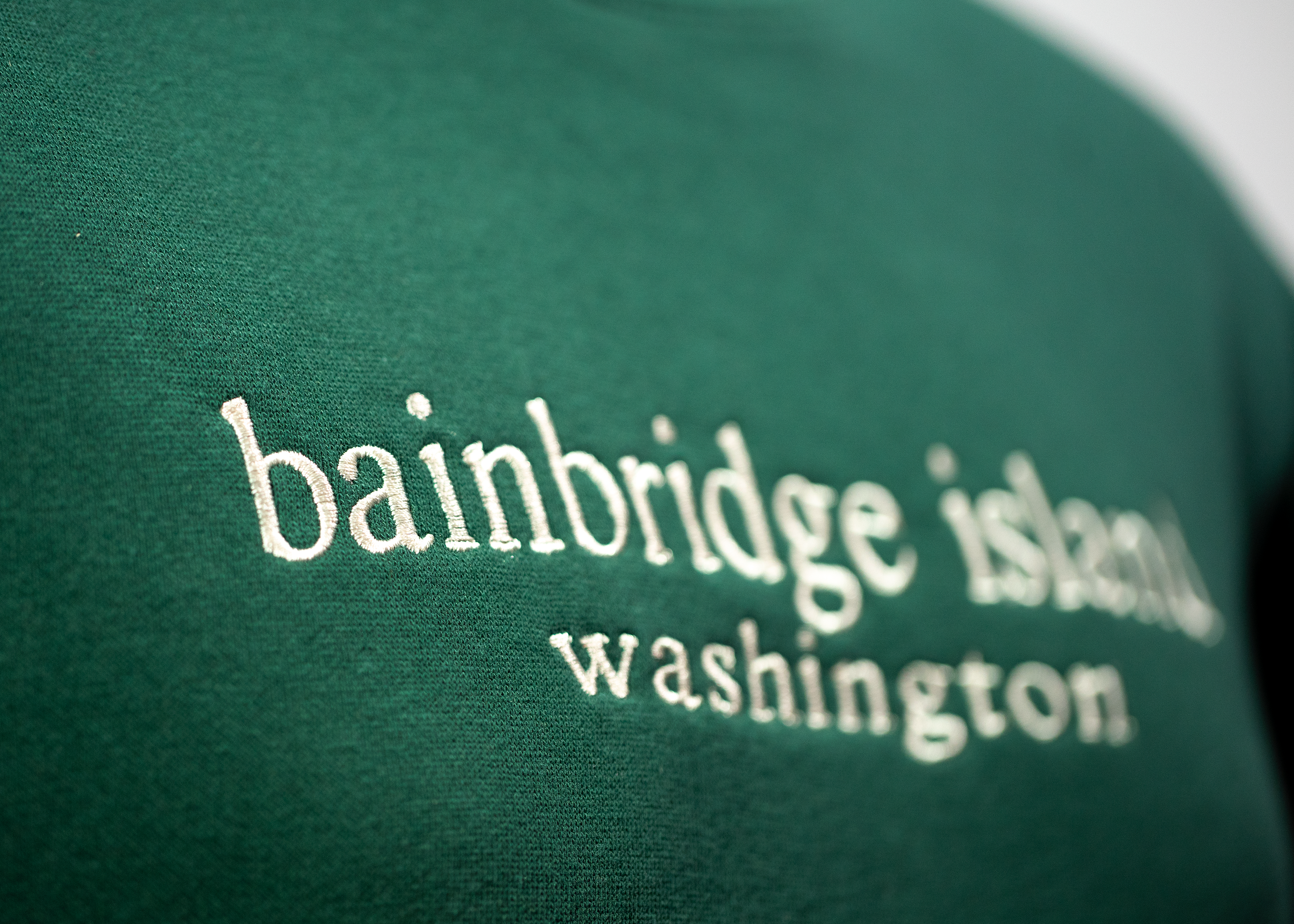 Bainbridge Island Forest Green Embroidered Crewneck