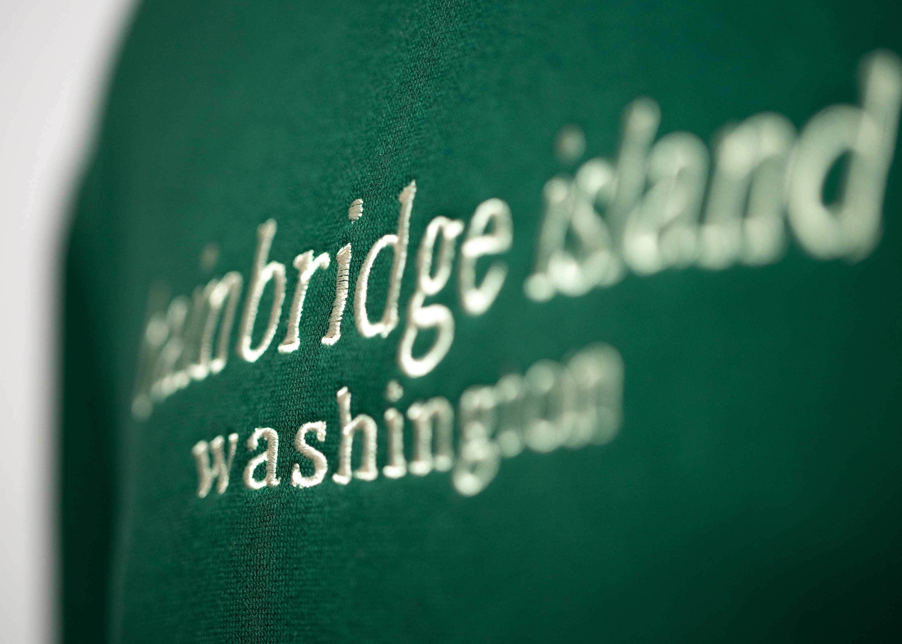 Bainbridge Island Forest Green Embroidered Crewneck