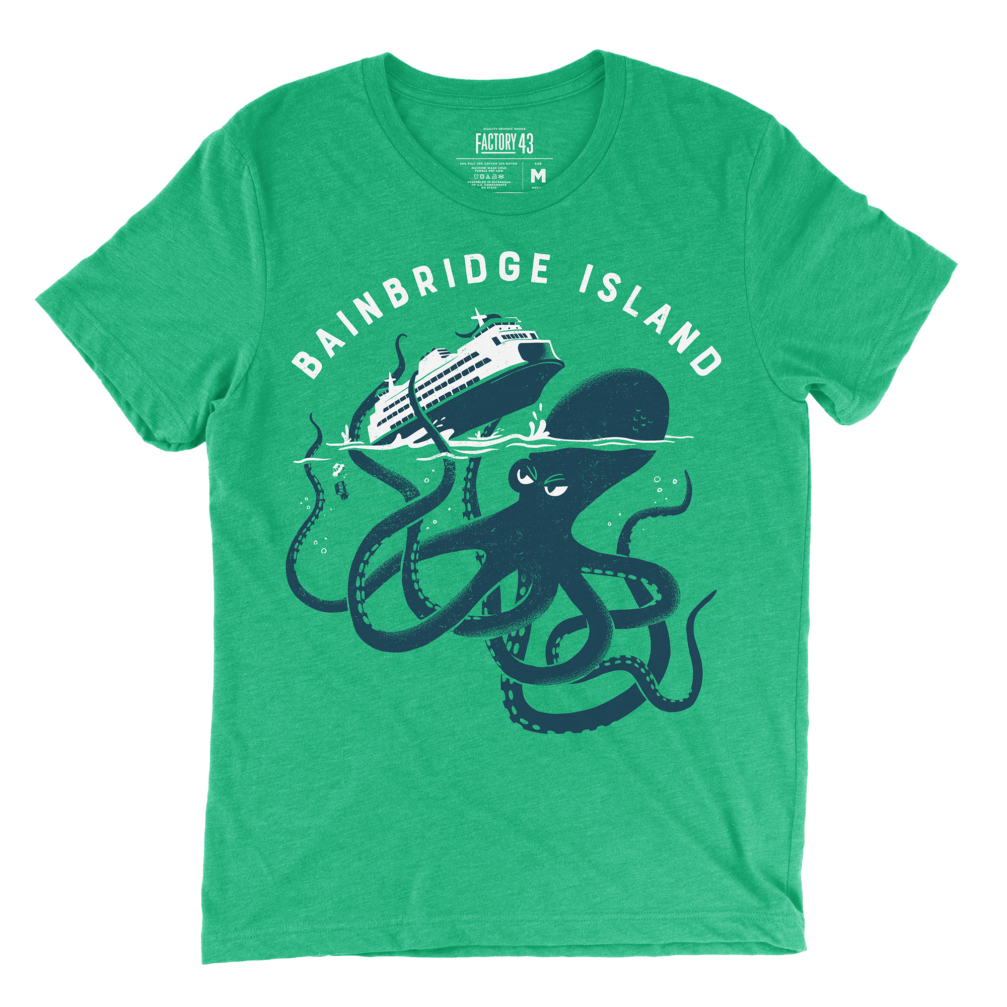Bainbridge Island Kraken Ferry Unisex Shirt | Green