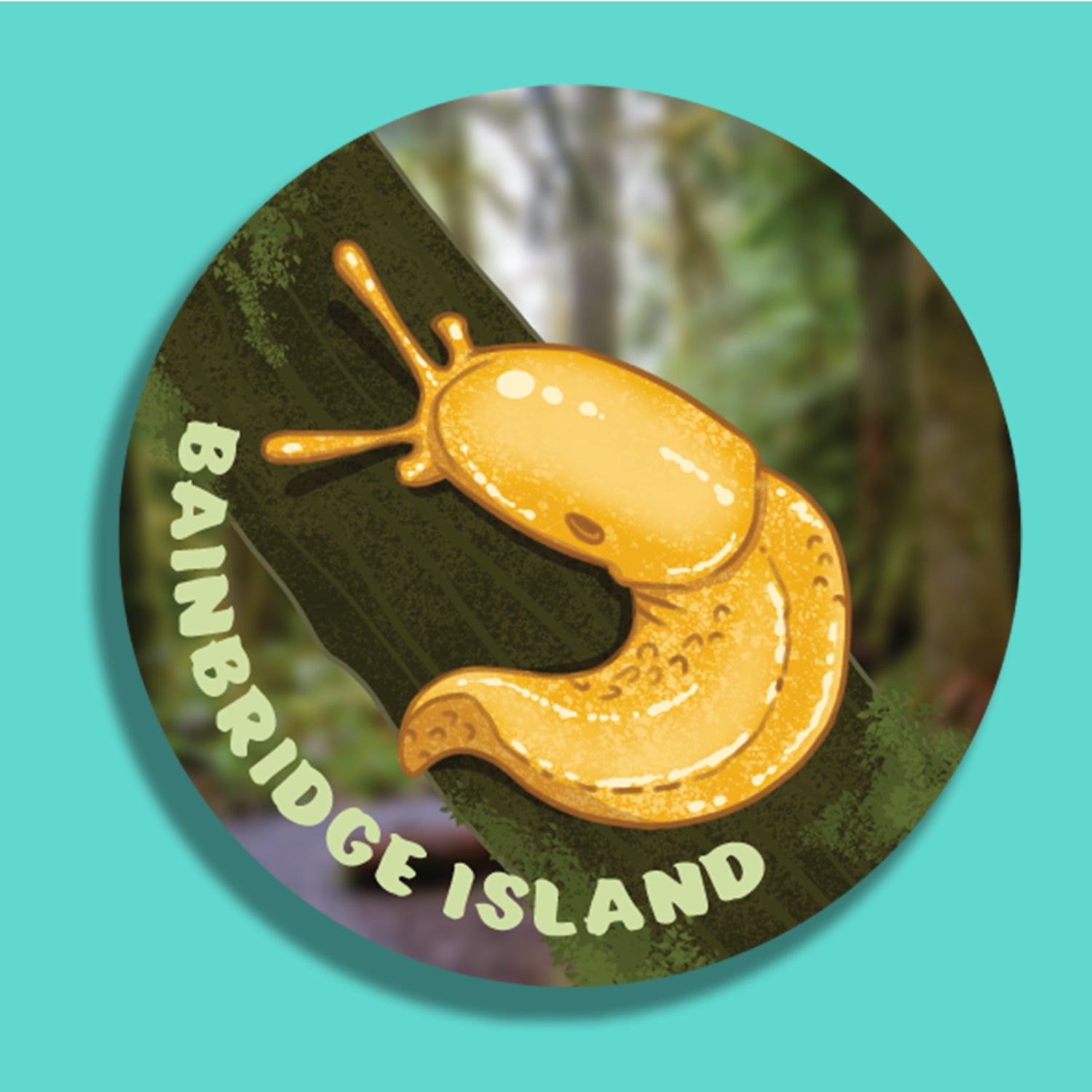 Bainbridge Island Banana Slug Round Magnet