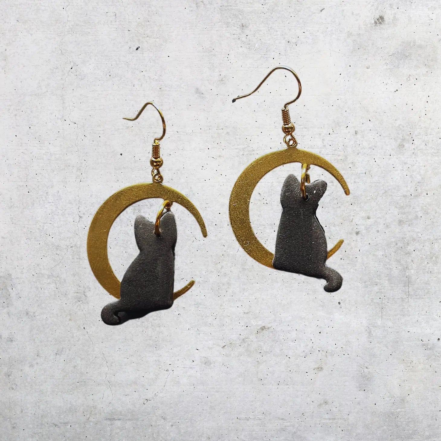 Black Cat Moon Earrings