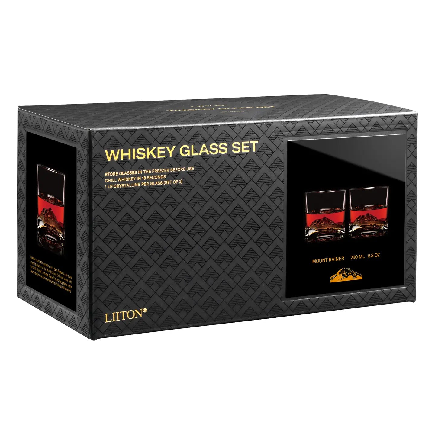 Cascades - Mt. Rainier - 2-Piece Crystal Whiskey Glass Set