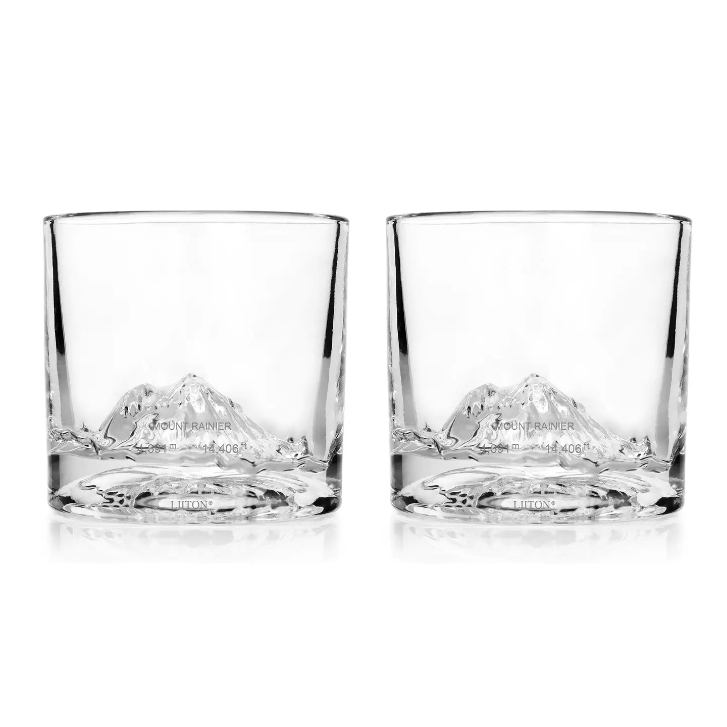 Cascades - Mt. Rainier - 2-Piece Crystal Whiskey Glass Set