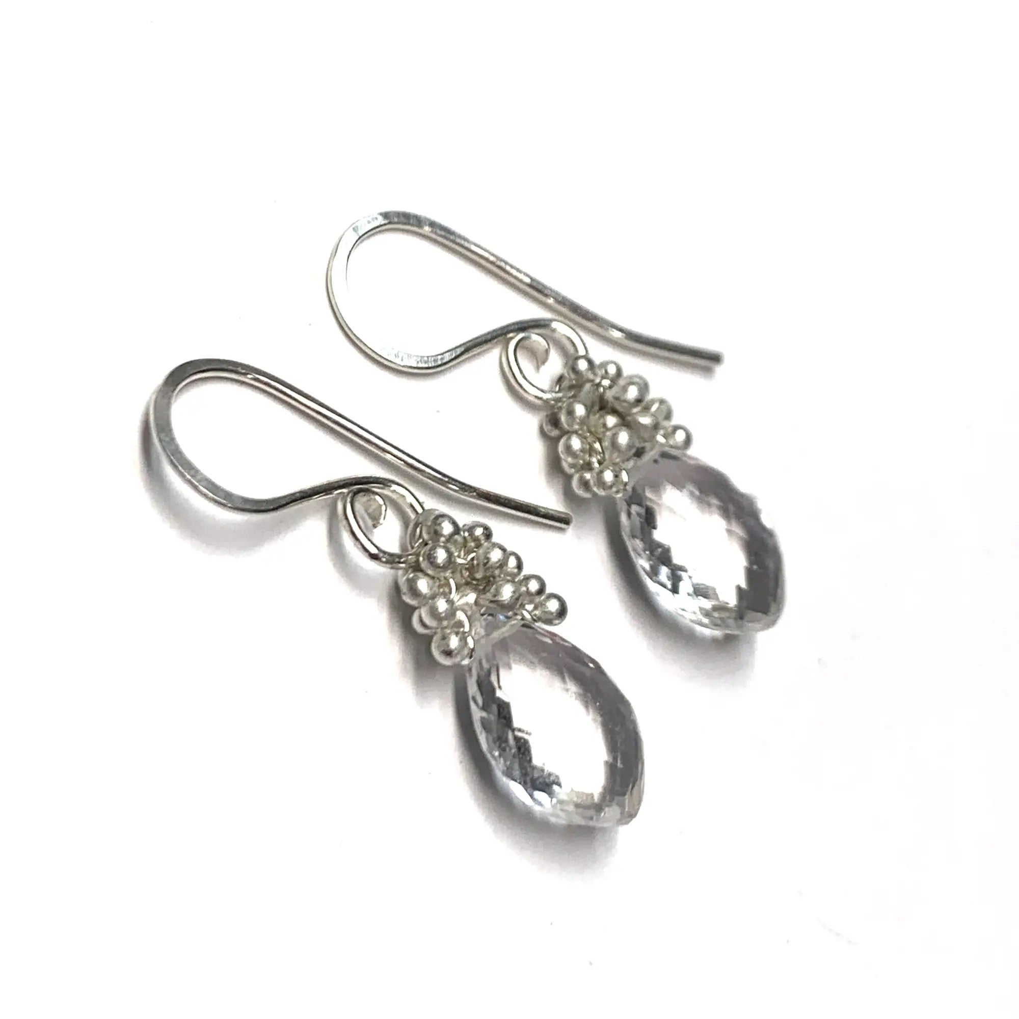 Clear Quartz Caviar Dew Drop Earrings