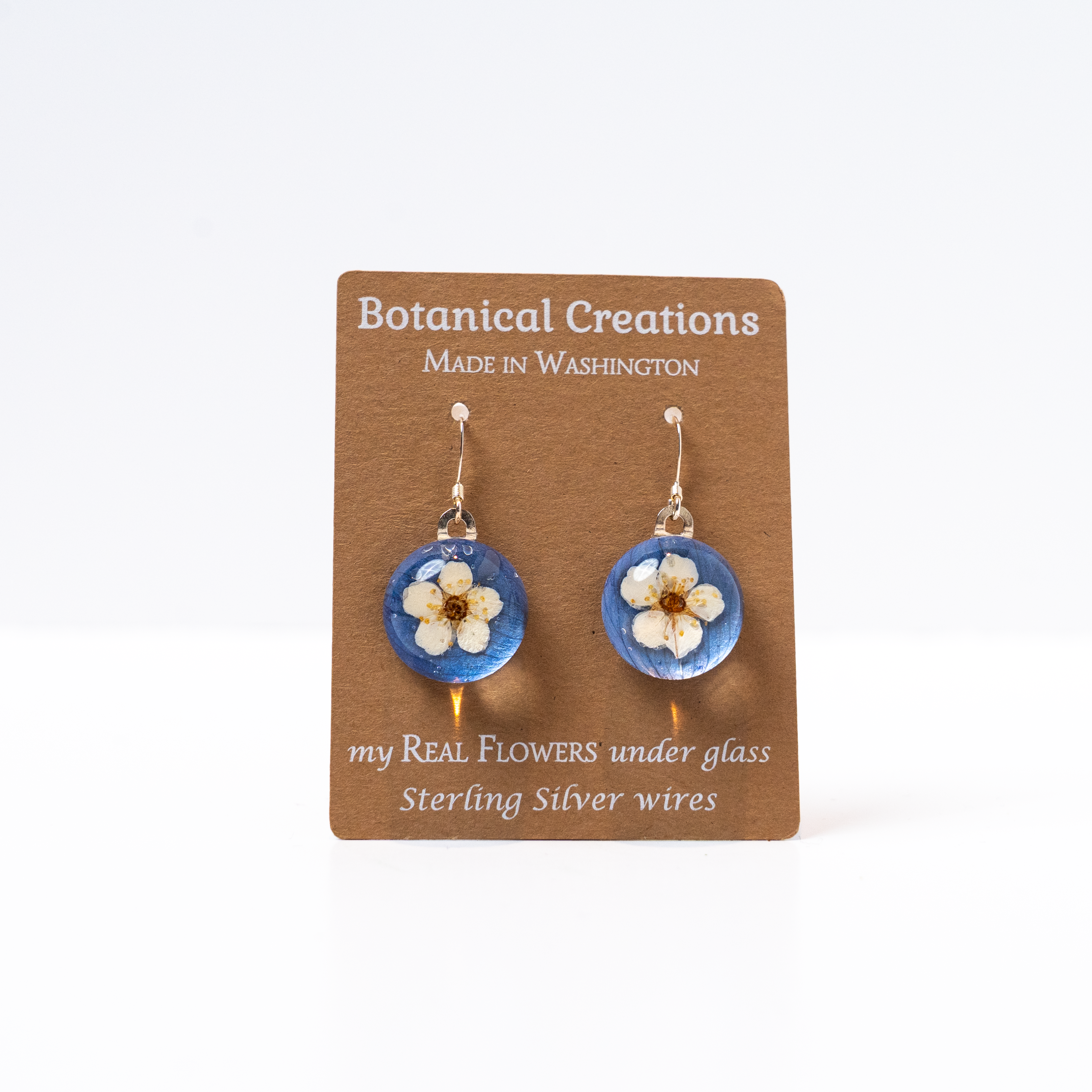 Delphinium + Spirea Dangle Earrings by Botanical Creations