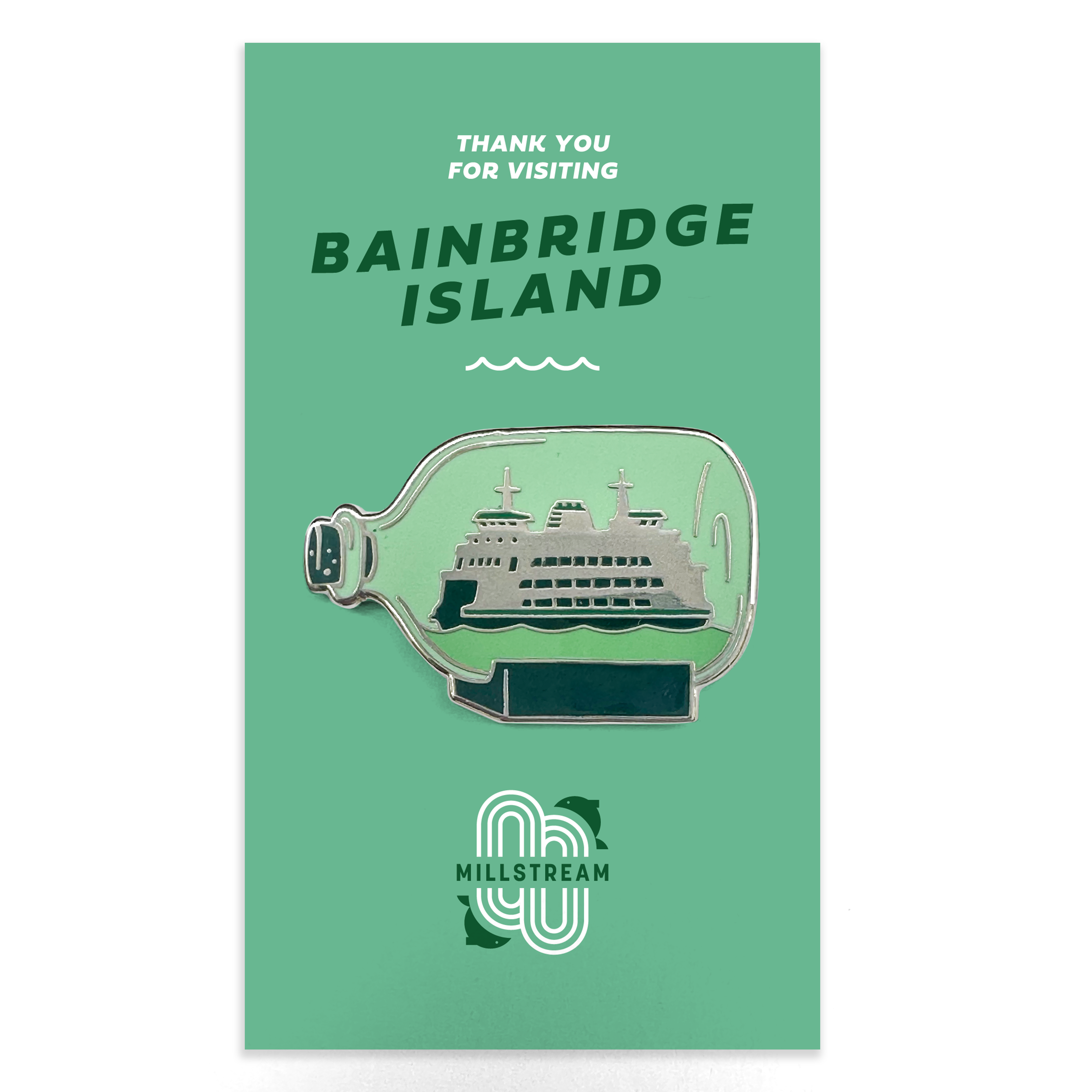 Bainbridge Island Ferry in A Bottle Enamel Pin