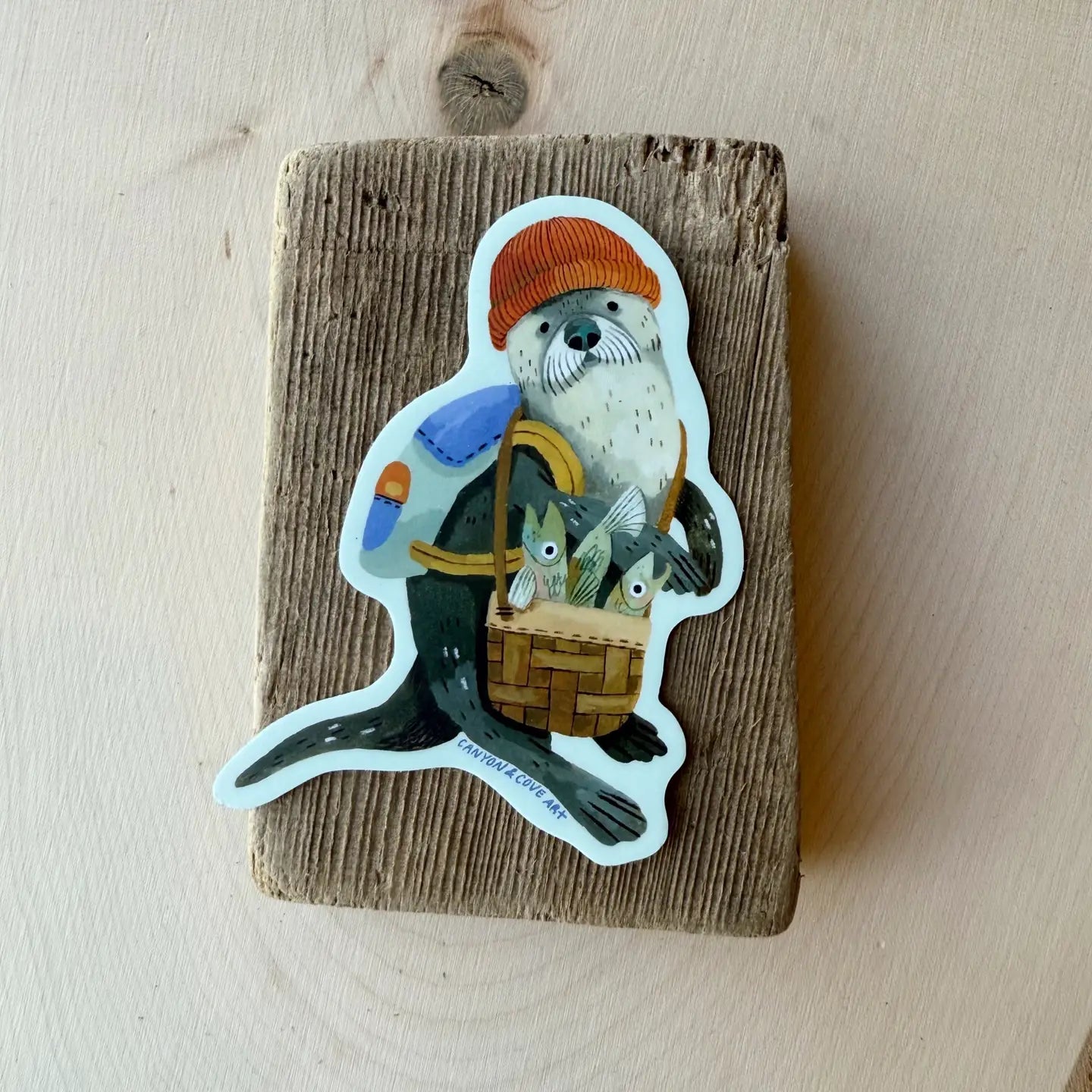 Fishing Otter Sticker