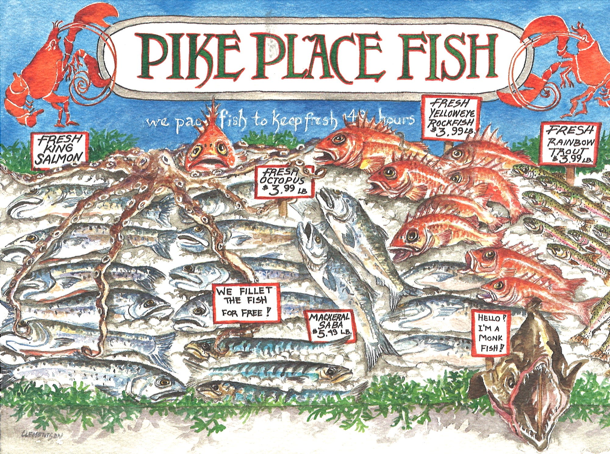Fresh Fish at the Pike Place Market Greeting Card