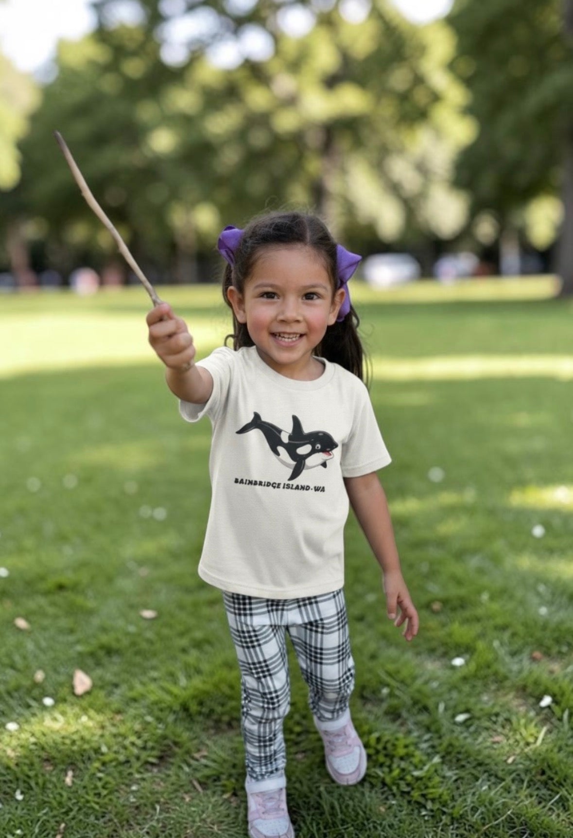 Bainbridge Island Cutesy Orca Toddler Shirt | Seaside Heather
