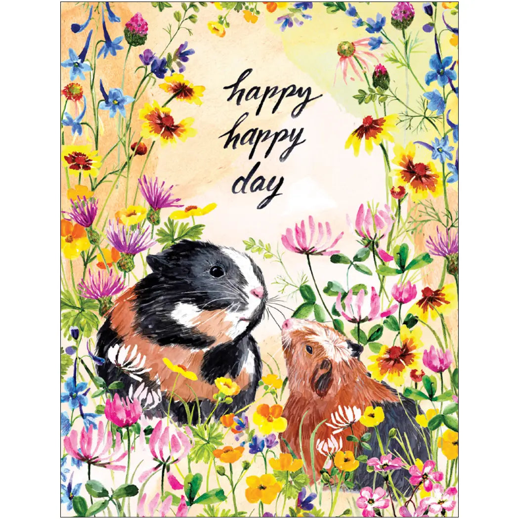 Guinea Pigs in Garden Card