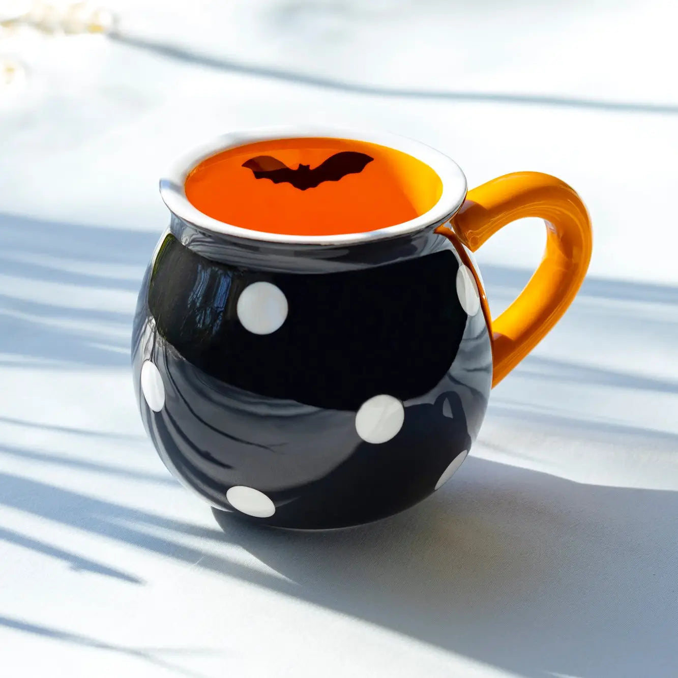 Halloween Bat Dots and Spider Web Stripes 12oz Mugs Set of 2