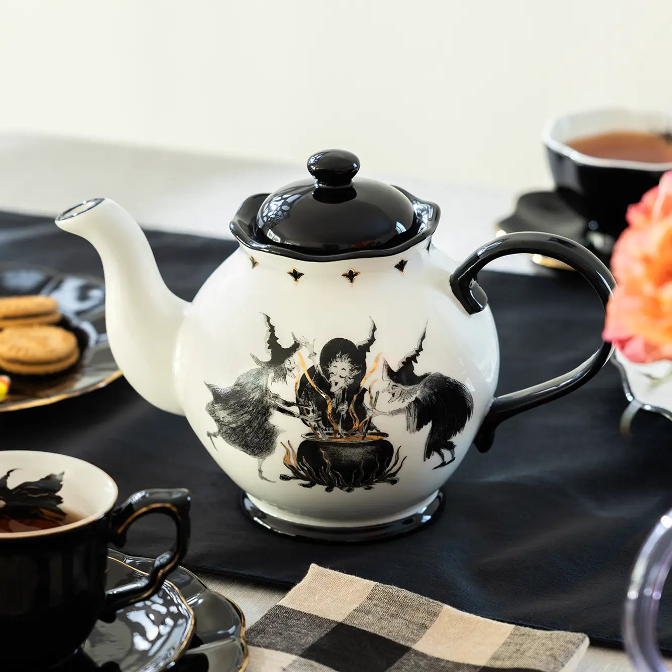 Halloween Witches Brew 40oz Teapot with Flying Witch