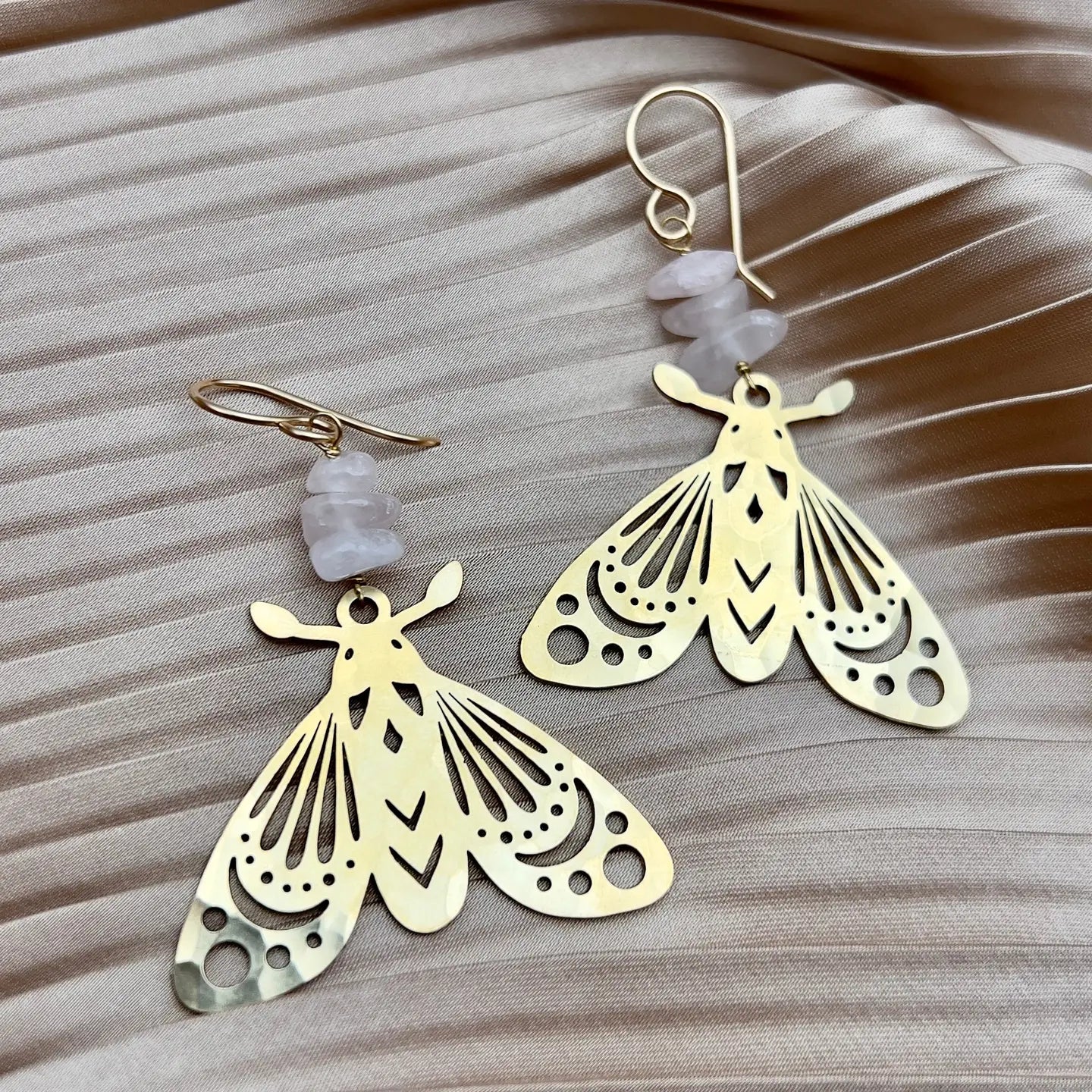 Anahata Earrings - Rose Quartz