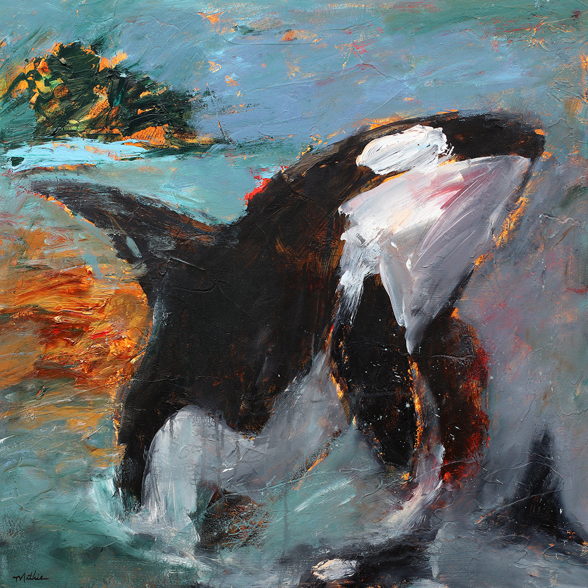 "Happy Orca Jumping So High" Christopher Mathie Fine Art