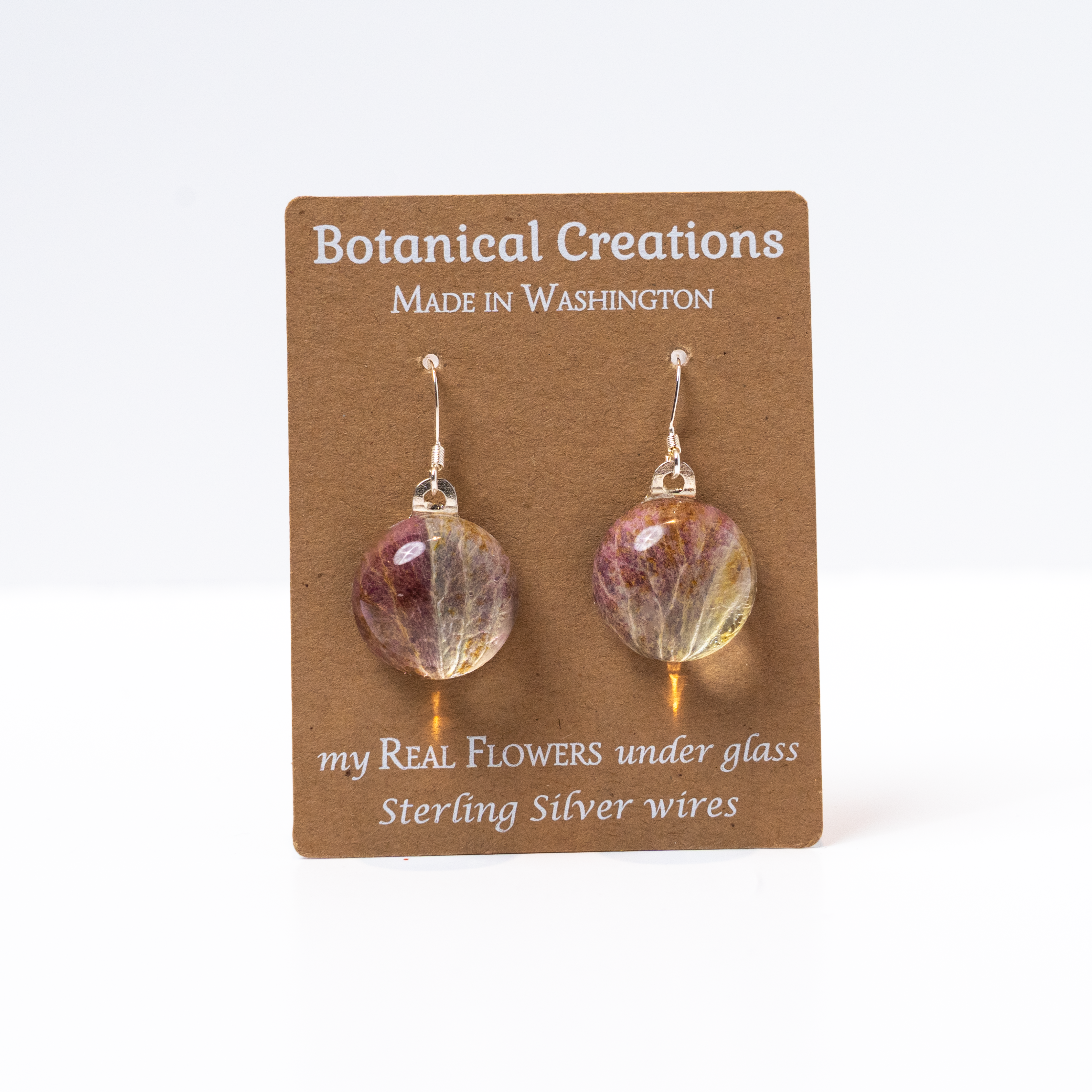 Hydrangea Ombre Petal Round Dangle Earrings by Botanical Creations