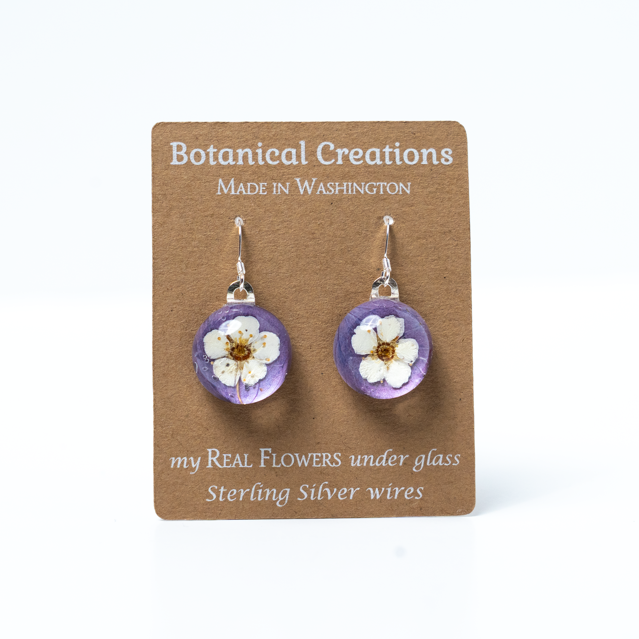 Hydrangea Petal + Spirea Dangle Earrings by Botanical Creations