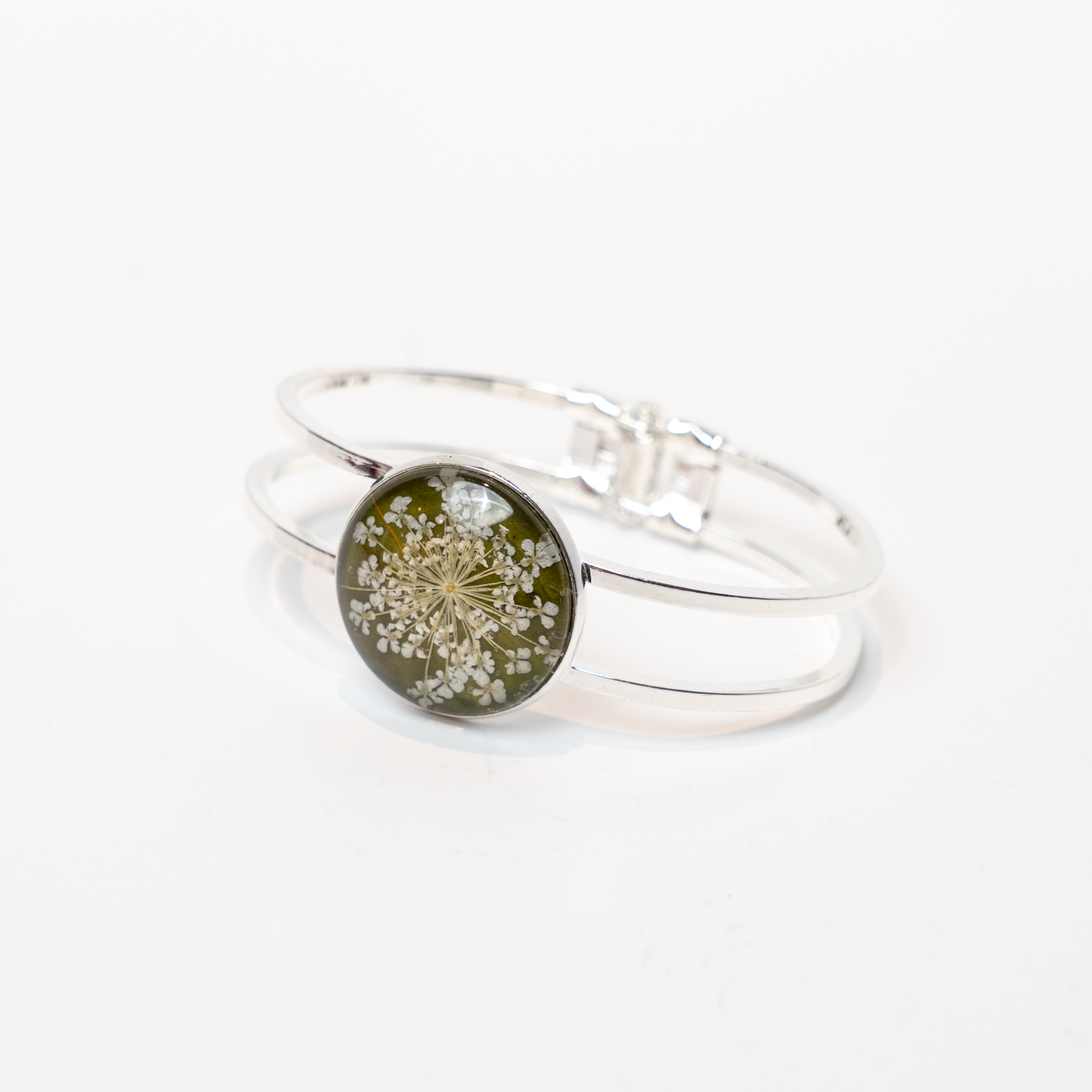 Hydrangea Petal + Queen Anne's Lace Bangle by Botanical Creations