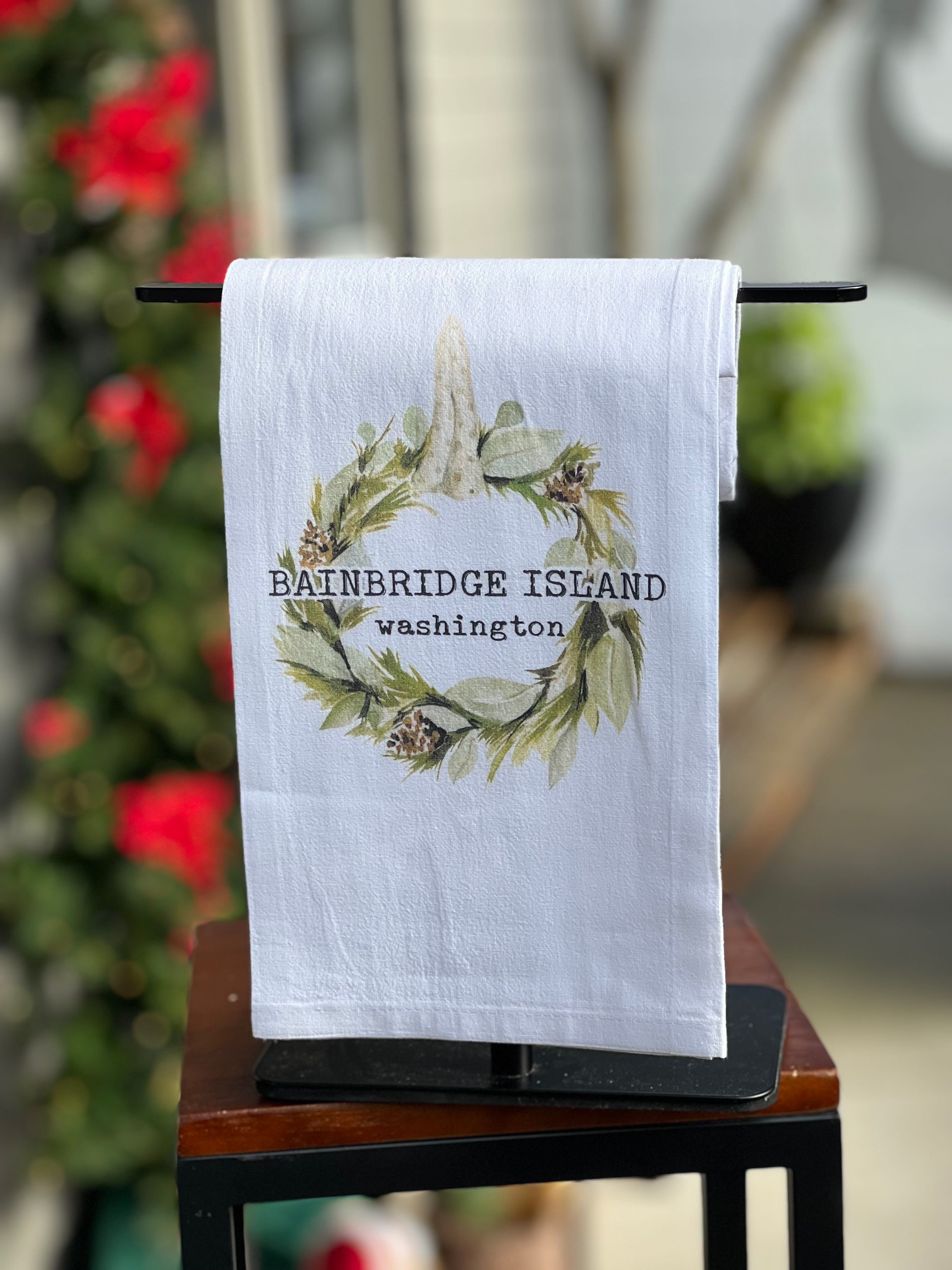 Bainbridge Island Christmas Wreath Tea Towels
